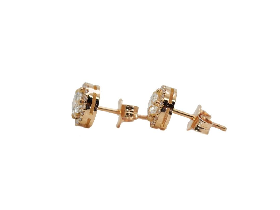 18k Yellow Gold Halo Earrings 0.80 carats Diamond Stud Earrings - IGI Certificate