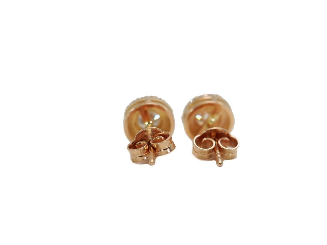 18k Yellow Gold Halo Earrings 0.80 carats Diamond Stud Earrings - IGI Certificate