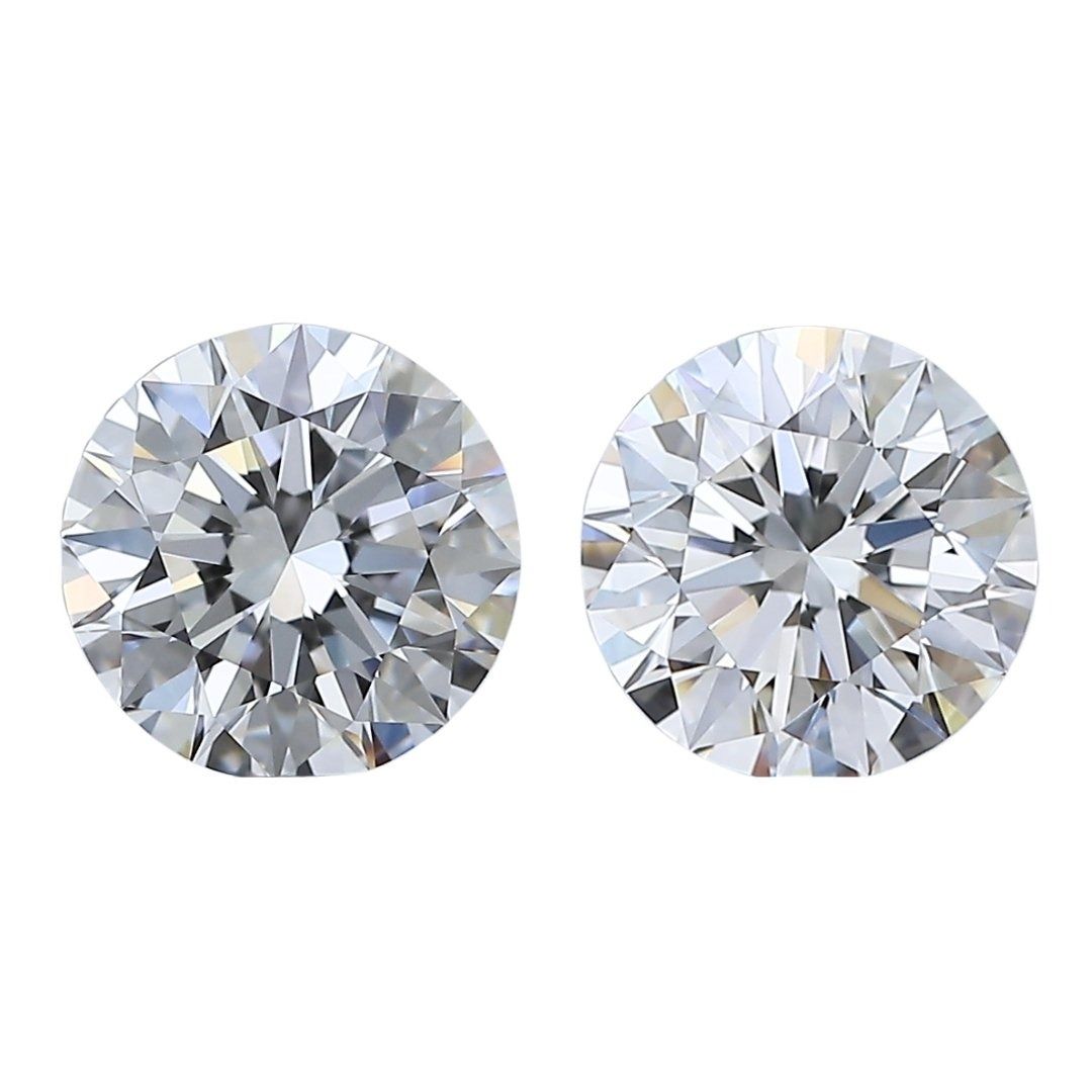 Brilliant 2 carat and 41points Triple Excellent Ideal Cut Pair of Round Brilliant Natural Diamonds
