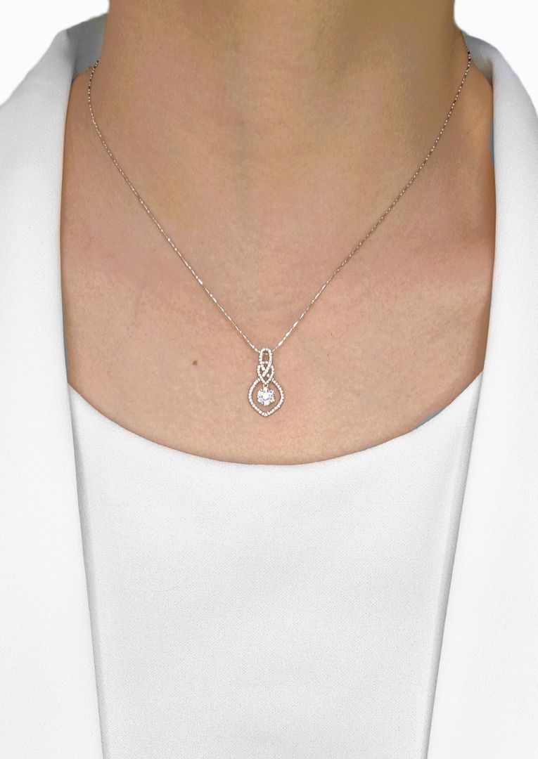 Radiant 0.4ct Pear-Shaped Halo Cluster Natural Diamond Pendant in 18K White Gold