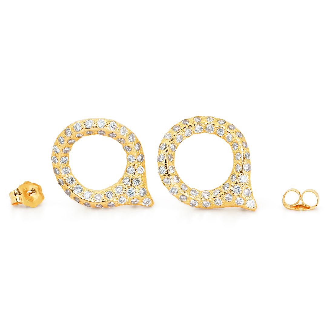 Glistening 1.28ct Natural Diamond Pave Hoop Earrings in 18K Yellow Gold - IGI Certified