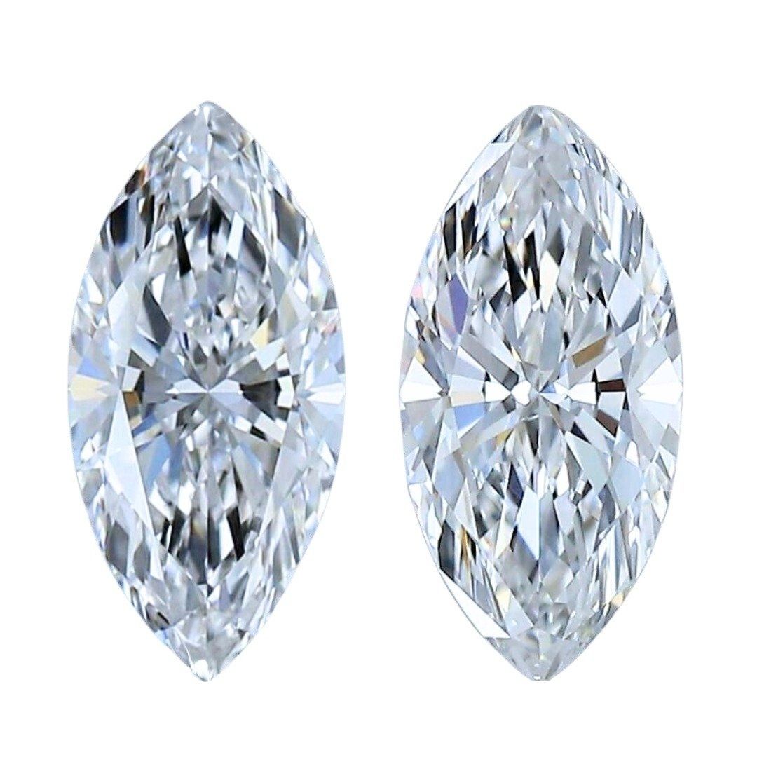 Captivating 1 carat and 1 point Ideal Cut Pair of Marquise-Shaped Natural Diamond