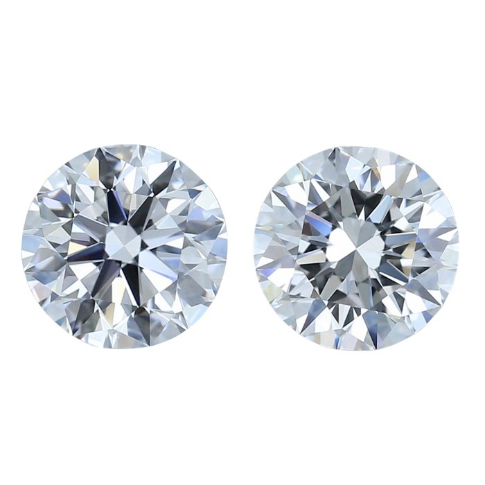 Brilliant 1.11ct Natural Pair of Round-Shaped Diamonds - IGI Certified