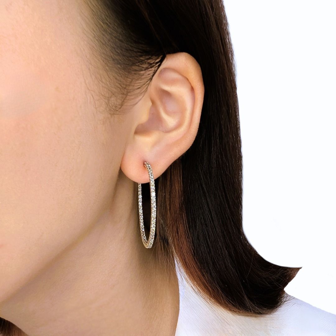 Captivating 2.1ct Natural Brown Diamond Hoop Earrings in 14K Yellow Gold