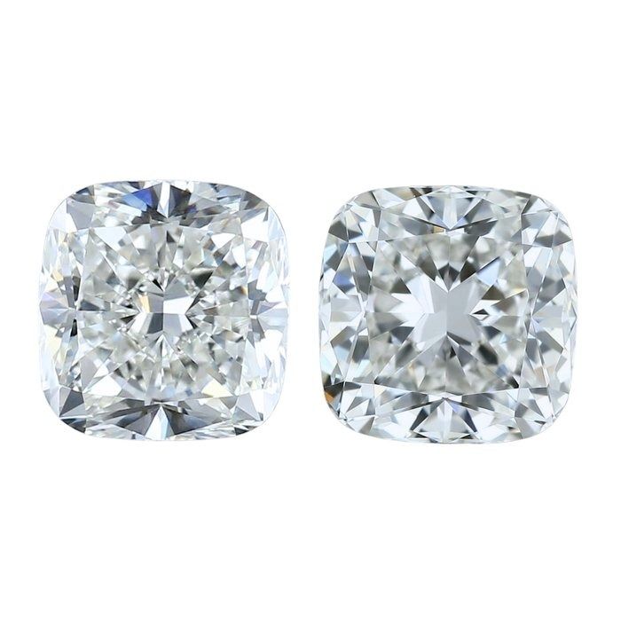 Brilliant 3.17ct Double Excellent Ideal Cut Square Cushion Pair of Diamonds - IGI Certified