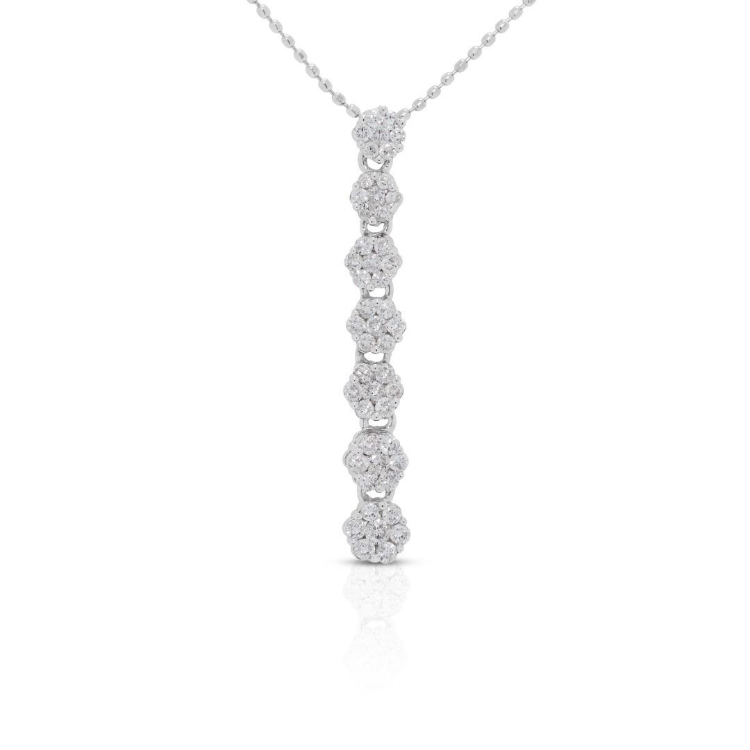 Glistening 0.5ct Journey-Style Natural Diamond Pendant with Chain in 18K White Gold