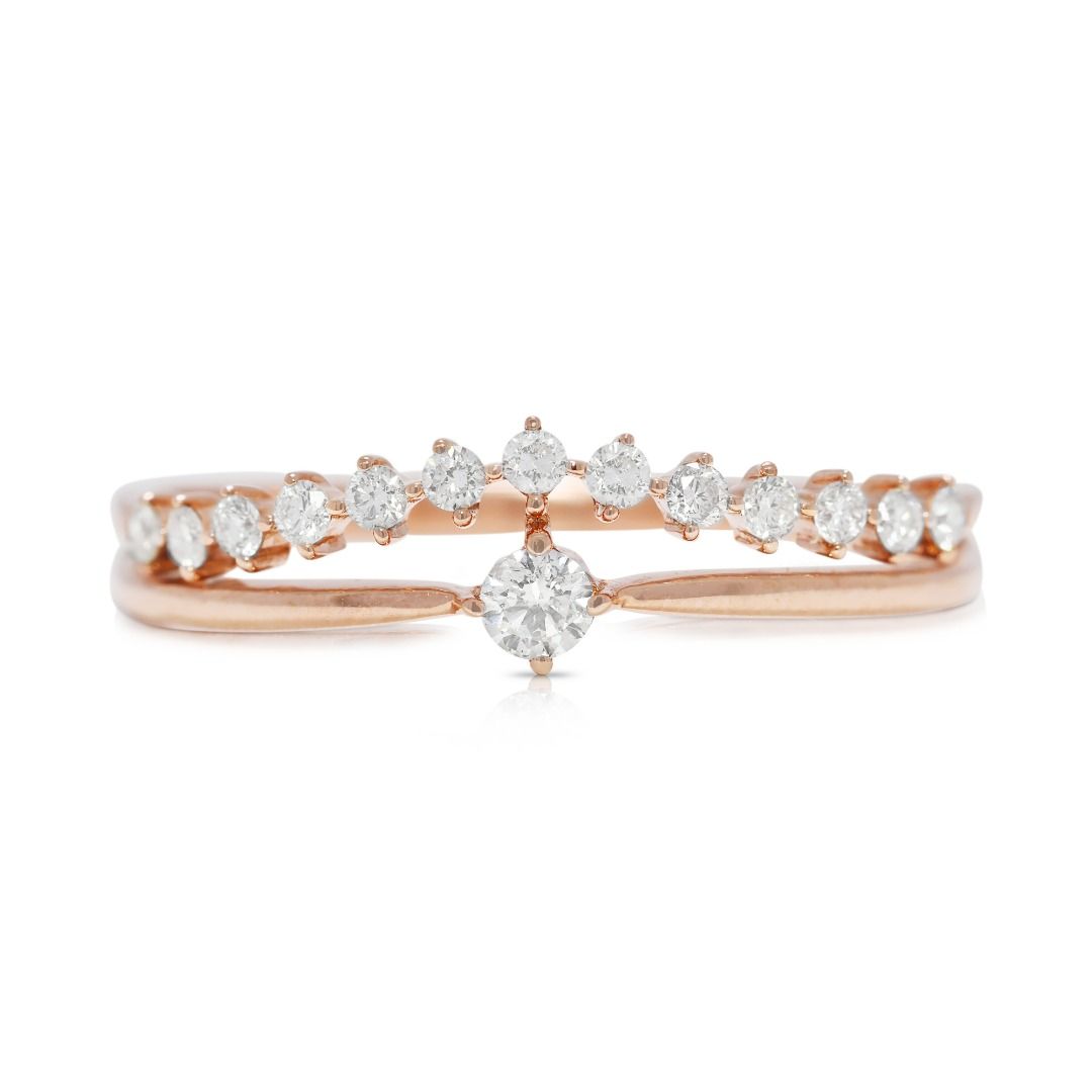 Elegant 0.17ct Round Brilliant Diamonds Ring in 14K Rose Gold
