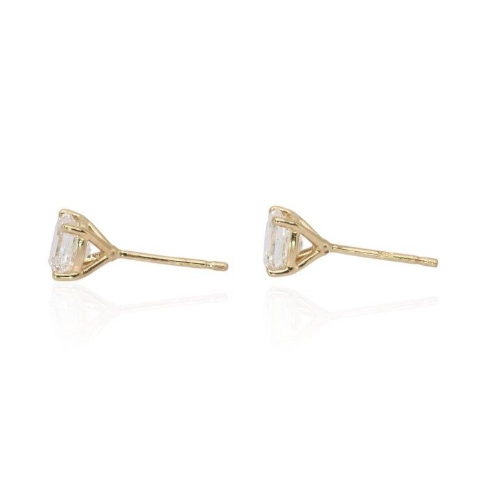 2.01 Carats IGI Certified Natural Diamond 18K Yellow Gold Stud Earrings