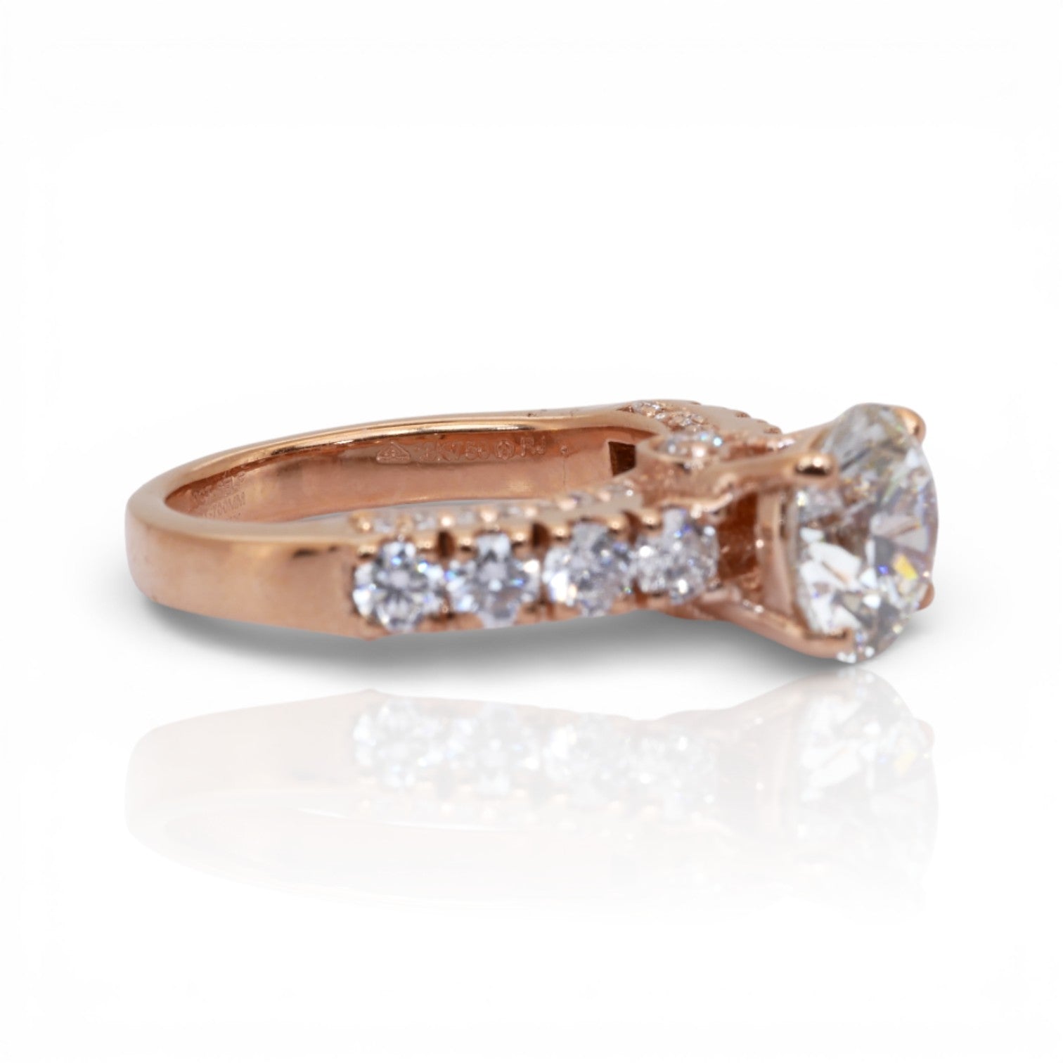 3.00 Carats IGI Certified Natural Diamonds 18k Rose Gold Pave Ring
