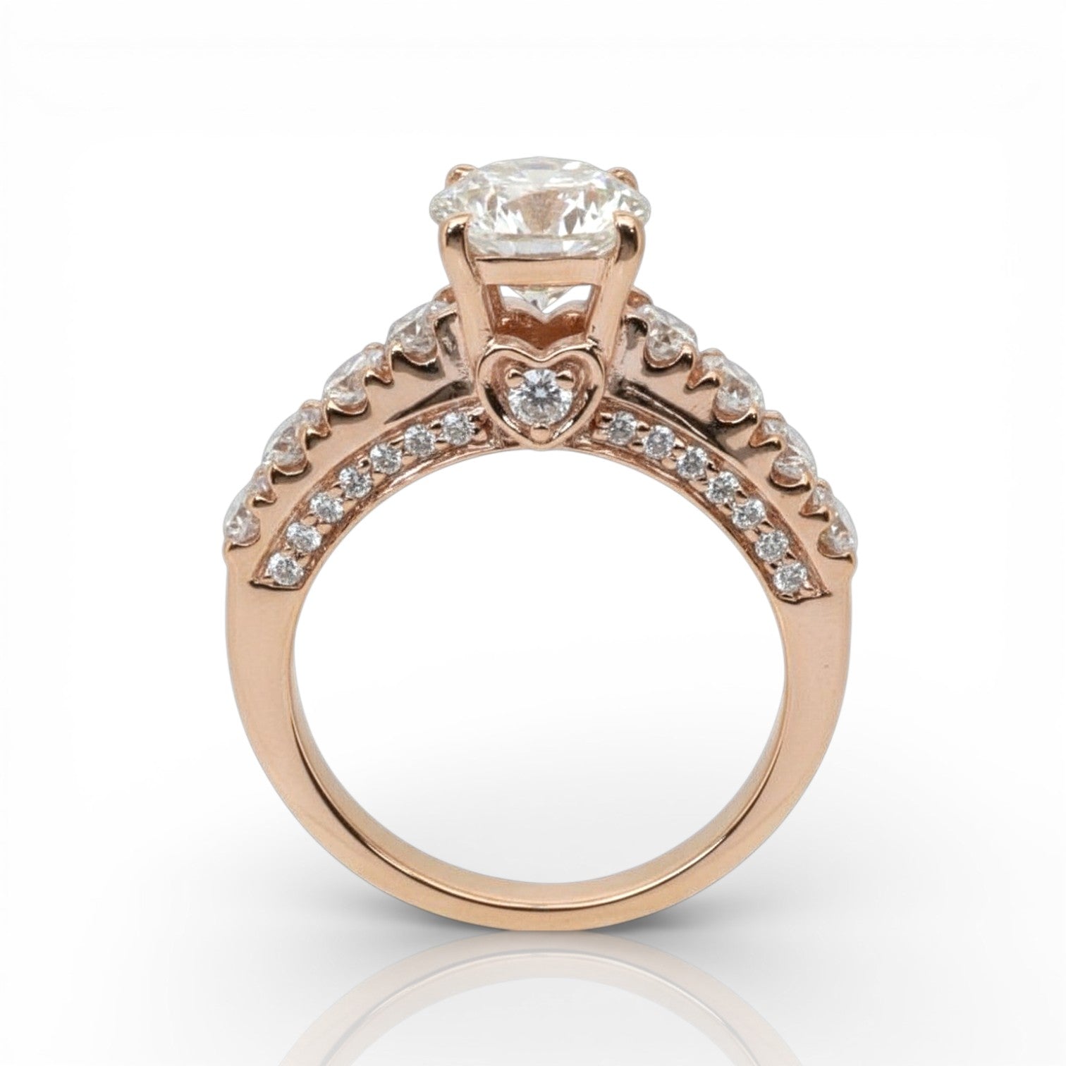 3.00 Carats IGI Certified Natural Diamonds 18k Rose Gold Pave Ring