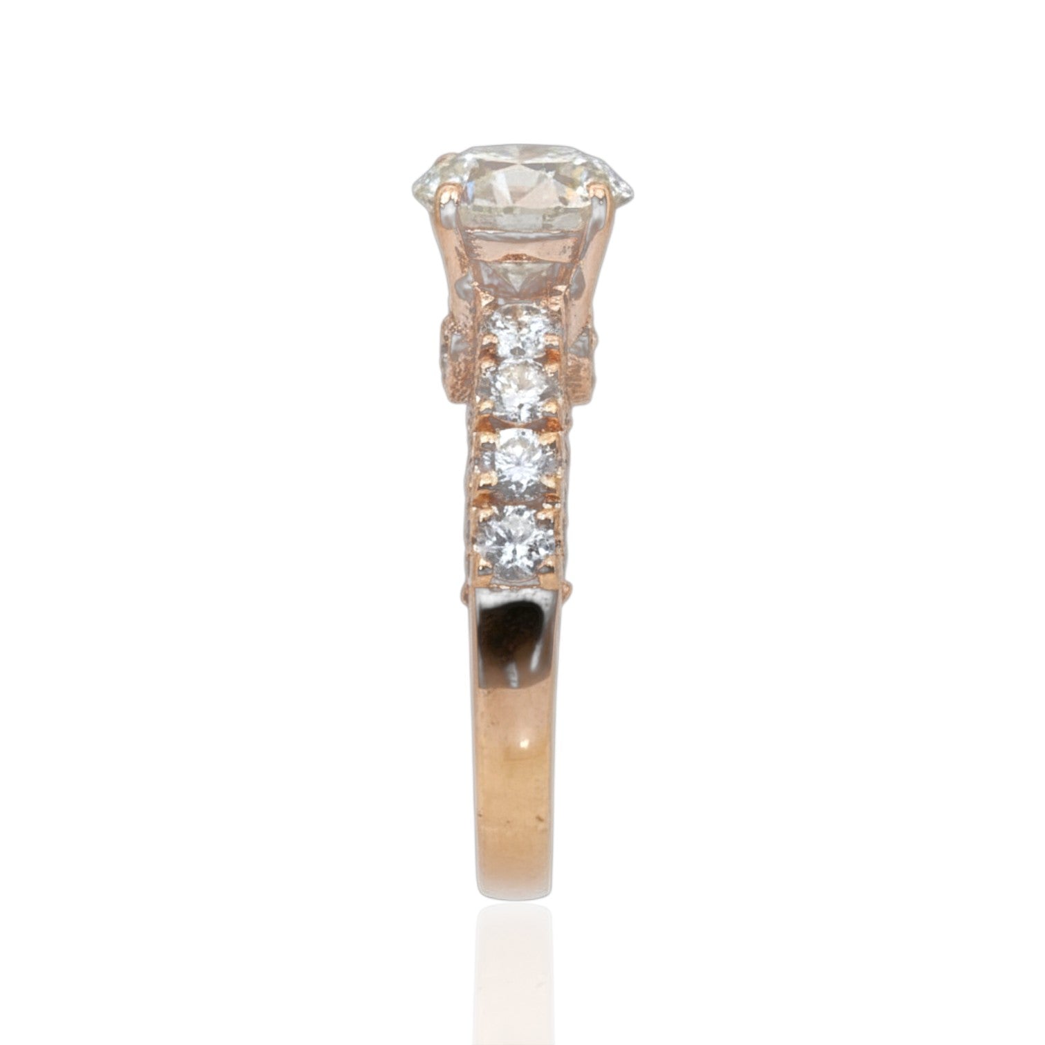 3.00 Carats IGI Certified Natural Diamonds 18k Rose Gold Pave Ring