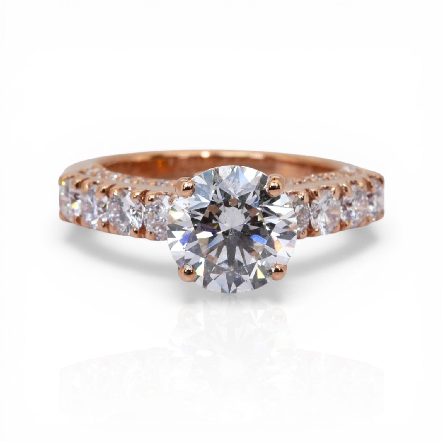 IGI Certified 3.00ct Diamonds Pave Ring in 18k Rose Gold