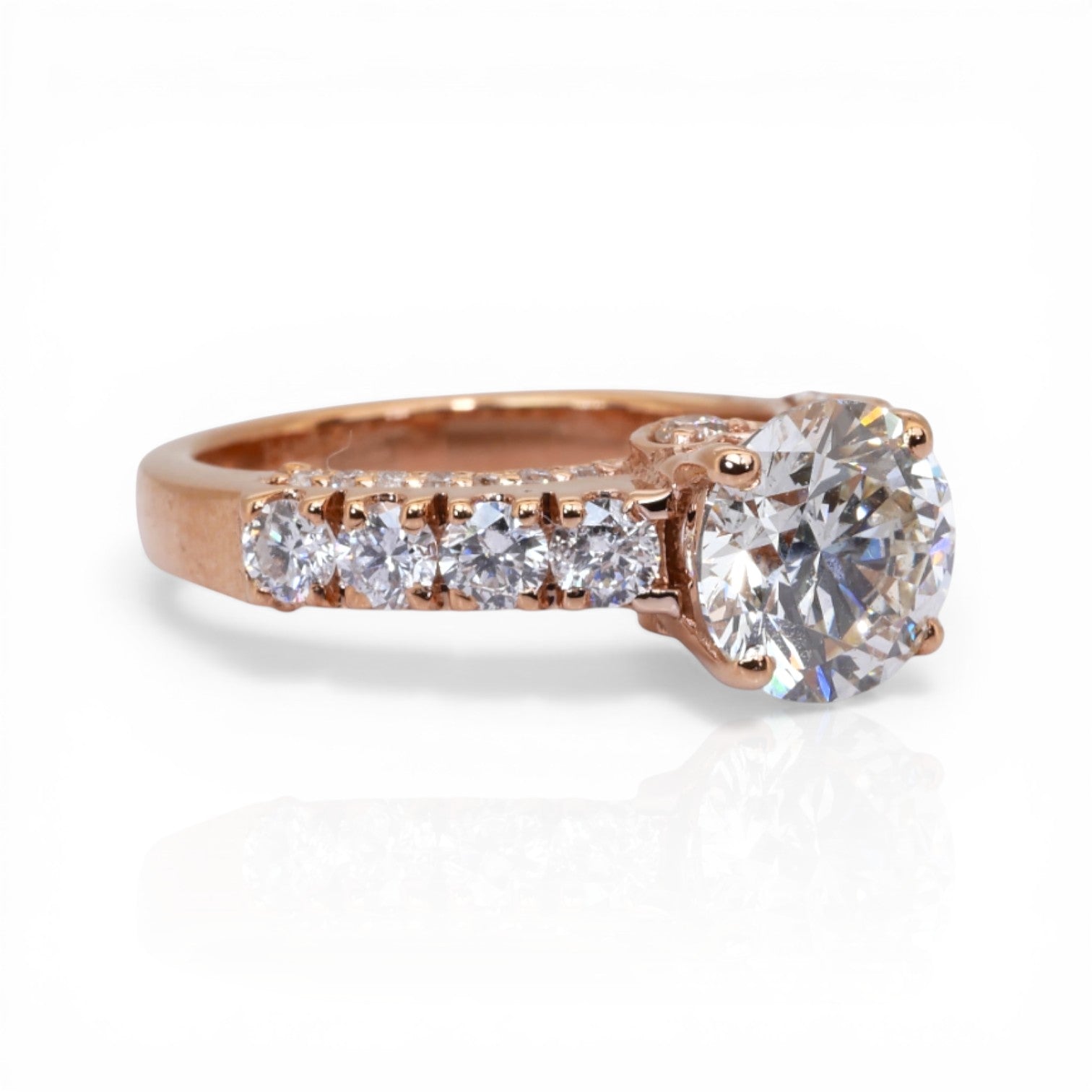 IGI Certified 3.00ct Diamonds Pave Ring in 18k Rose Gold