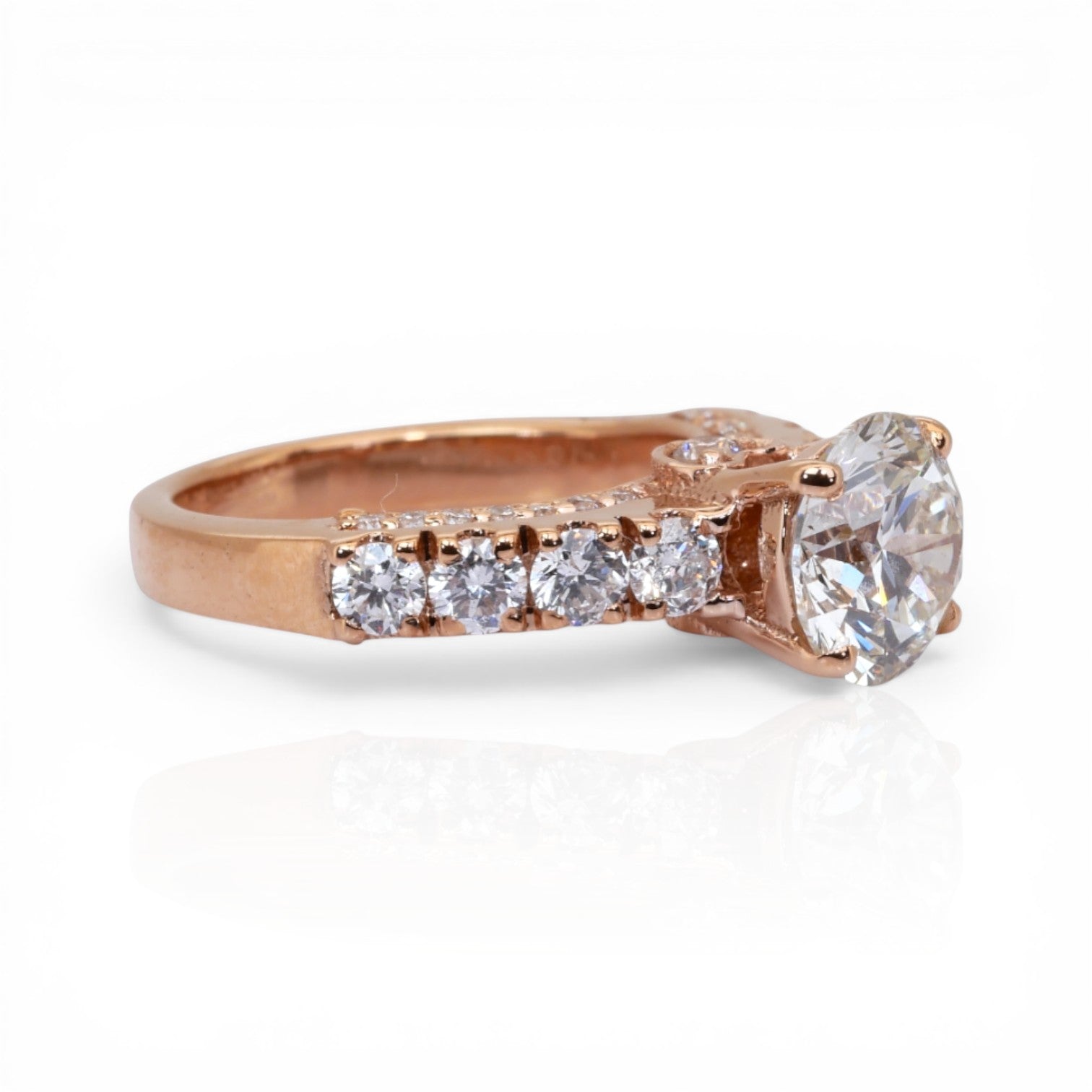 IGI Certified 3.00ct Diamonds Pave Ring in 18k Rose Gold