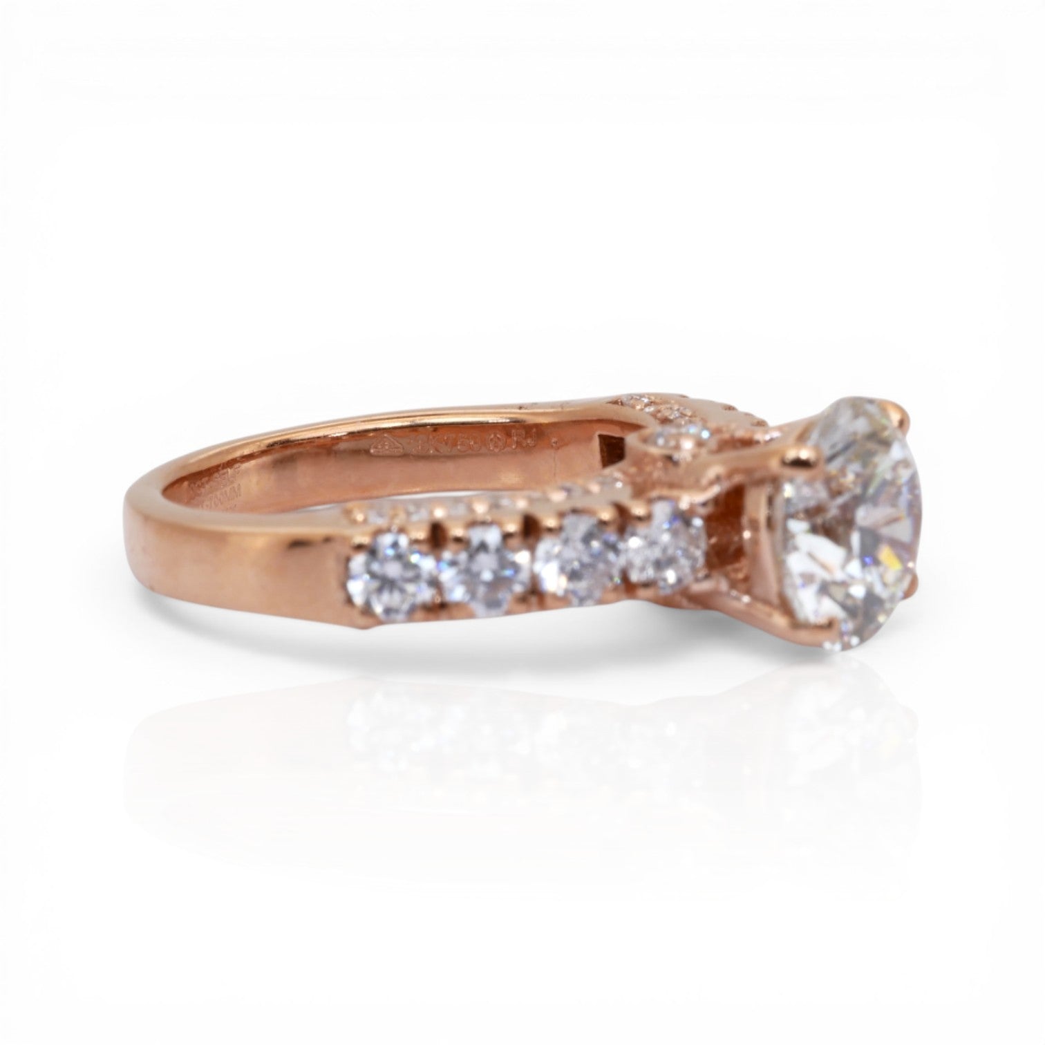 IGI Certified 3.00ct Diamonds Pave Ring in 18k Rose Gold