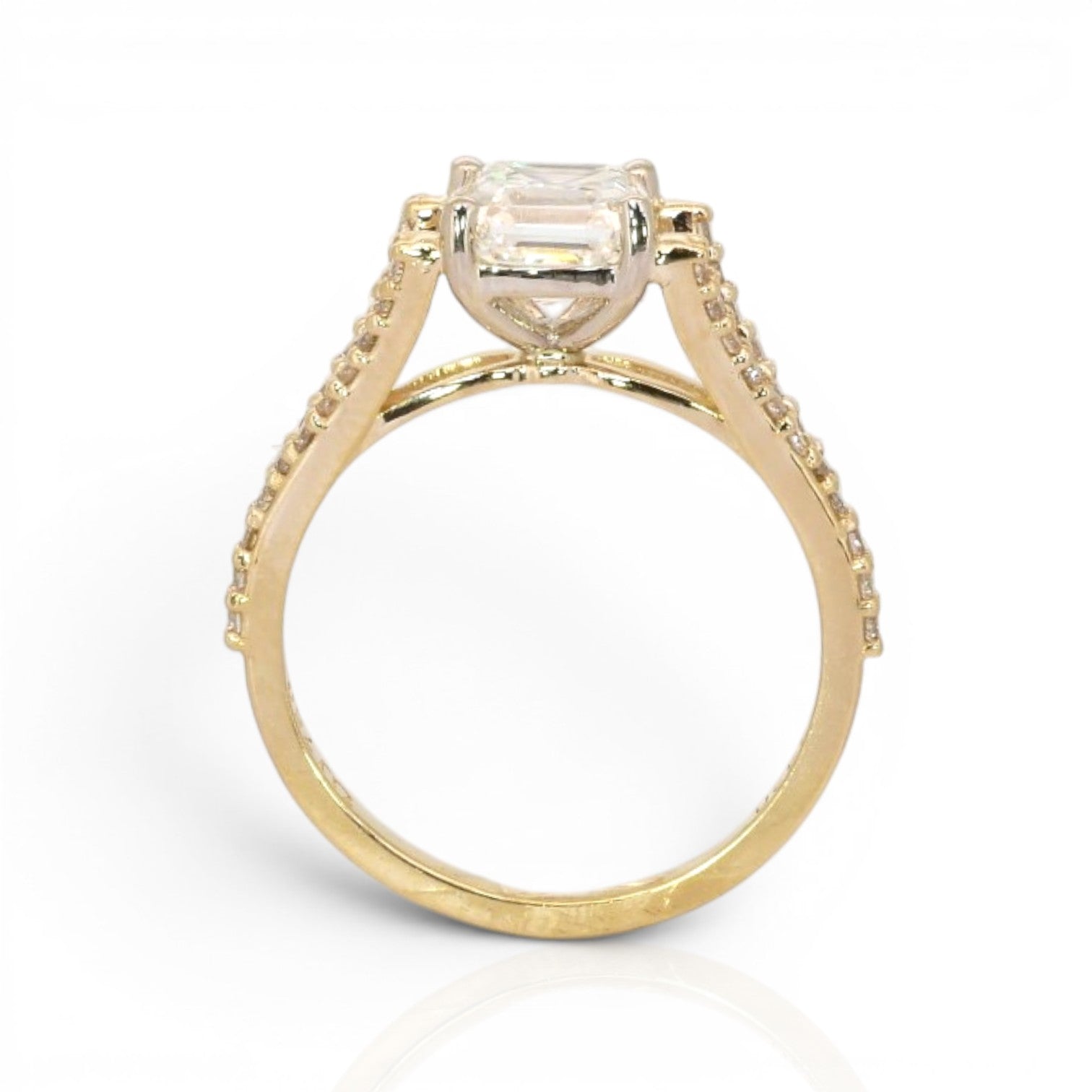 1.85 Carats IGI Certified Natural Diamonds 18k Yellow Gold Pave Ring