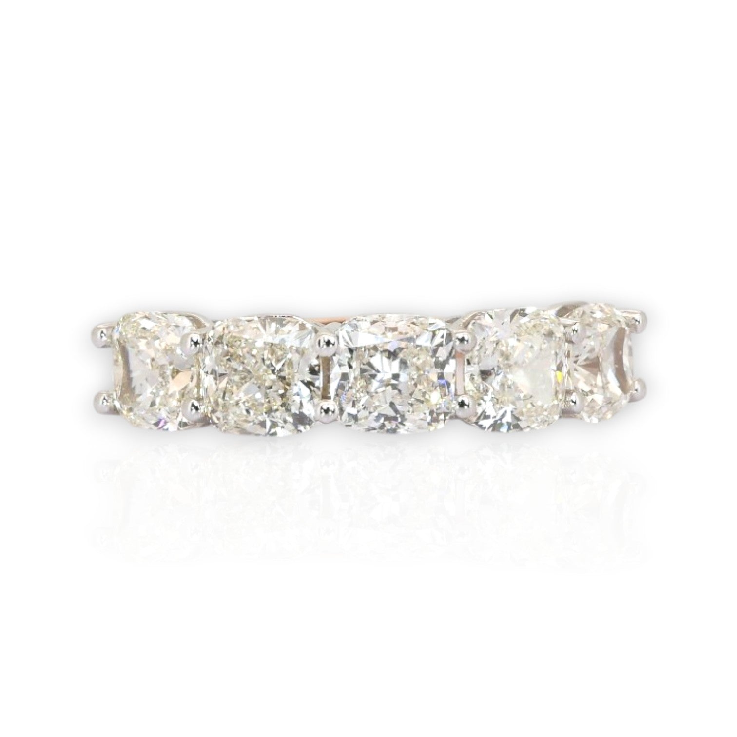 5.05 Carats IGI Certified Natural Diamonds 18k Rose & White Gold 5-Stone Ring