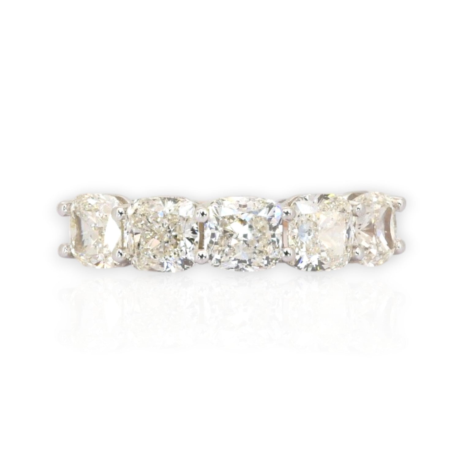 5.05 Carats IGI Certified Natural Diamonds 18k Rose & White Gold 5-Stone Ring