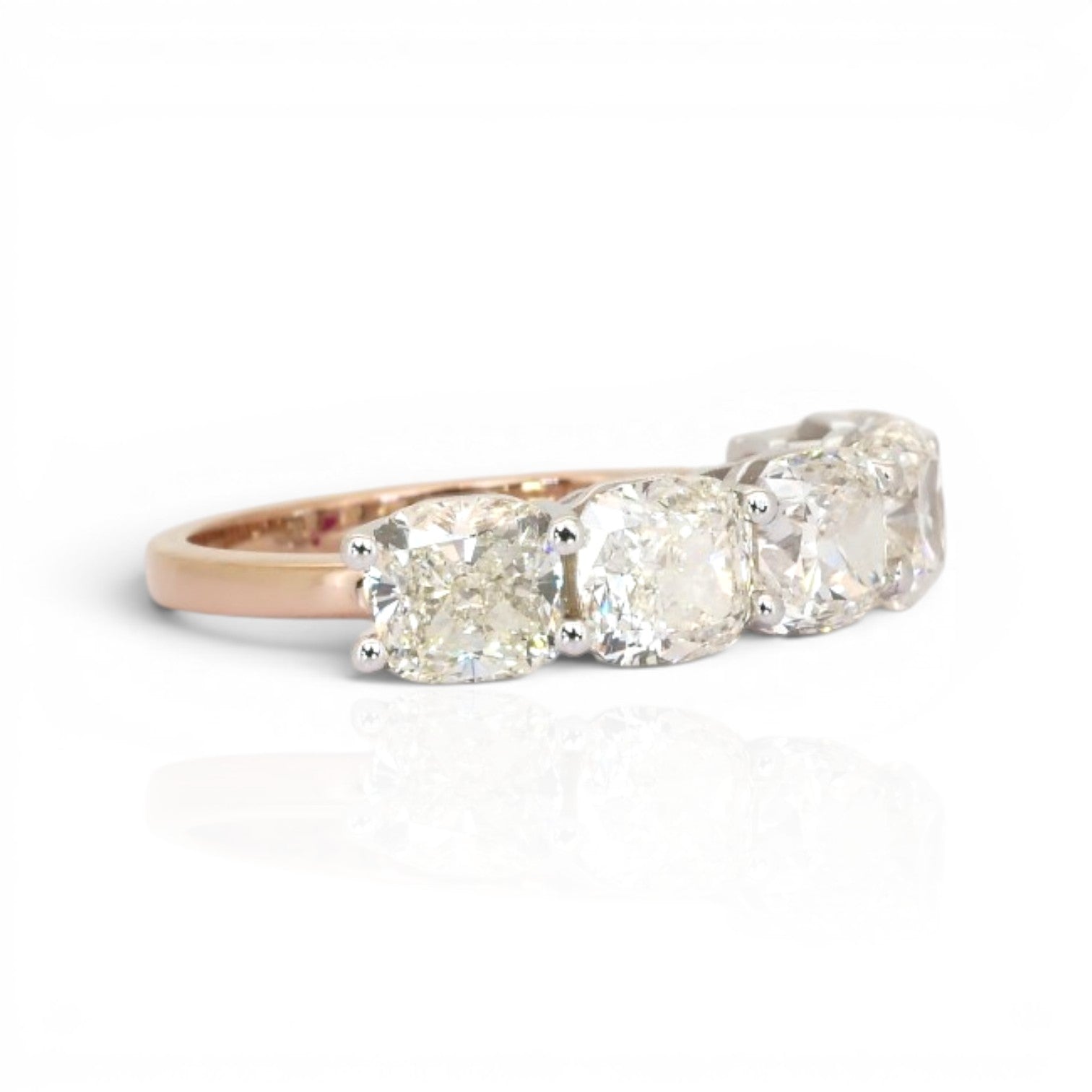5.05 Carats IGI Certified Natural Diamonds 18k Rose & White Gold 5-Stone Ring