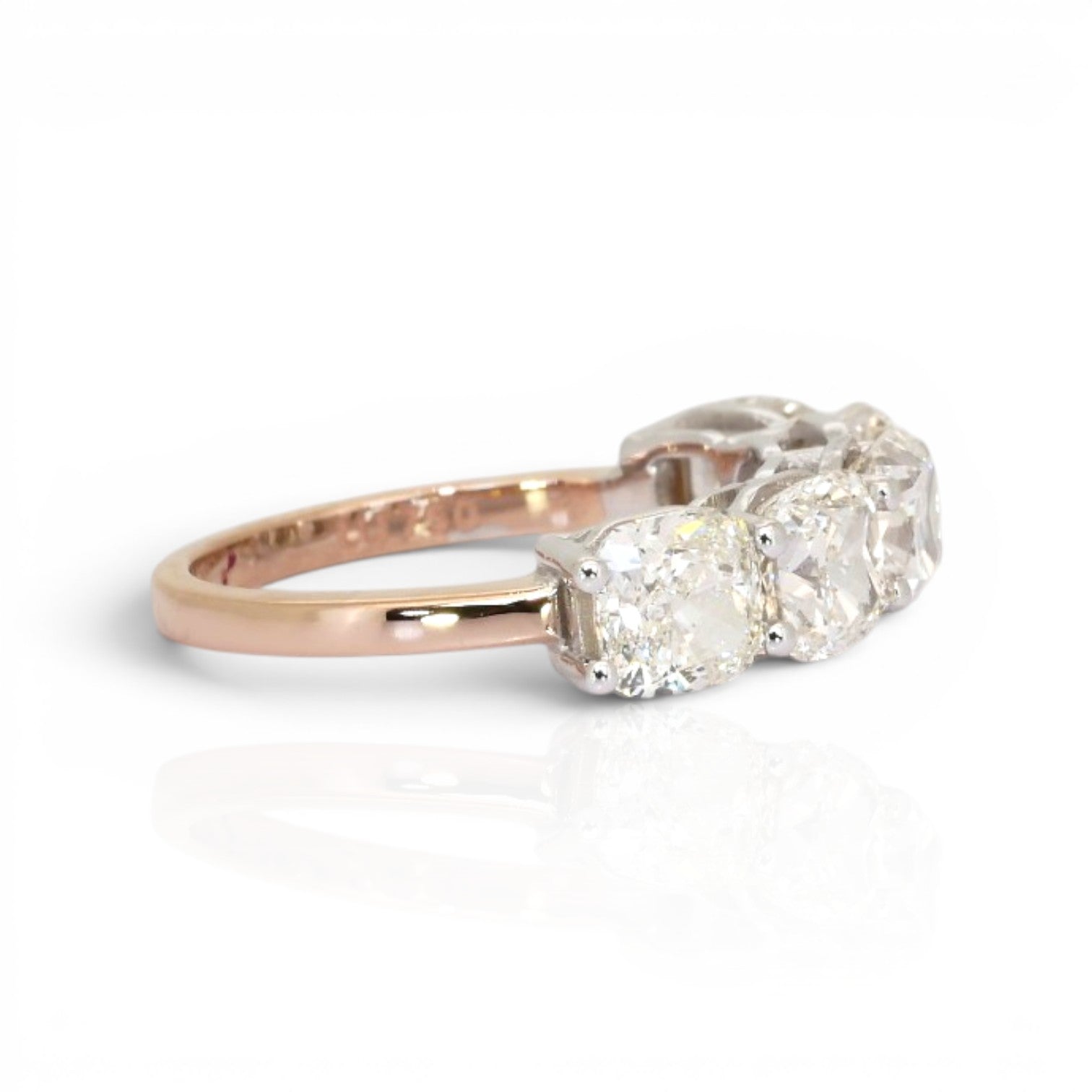 5.05 Carats IGI Certified Natural Diamonds 18k Rose & White Gold 5-Stone Ring