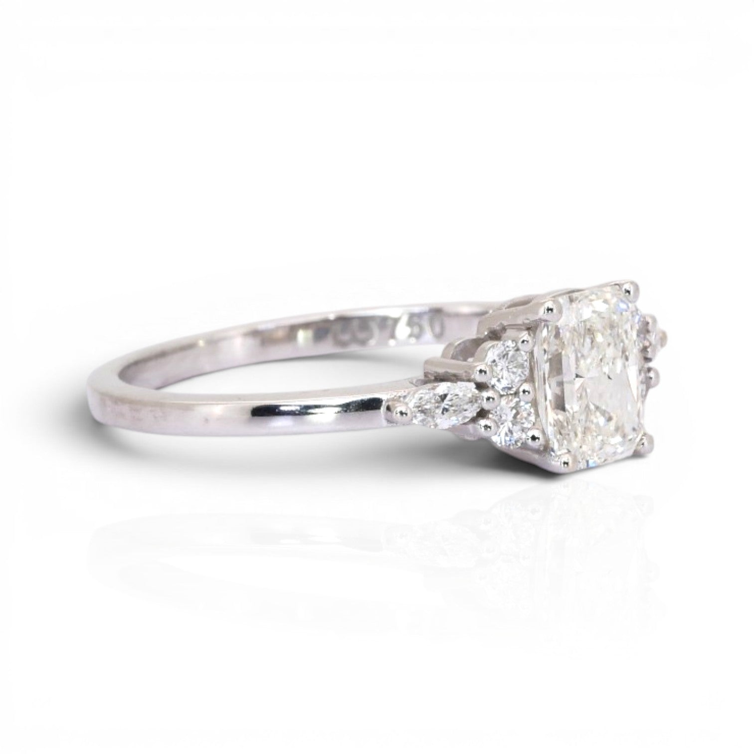 1.16 Carats IGI Certified Natural Diamond 18K White Gold Pave Ring