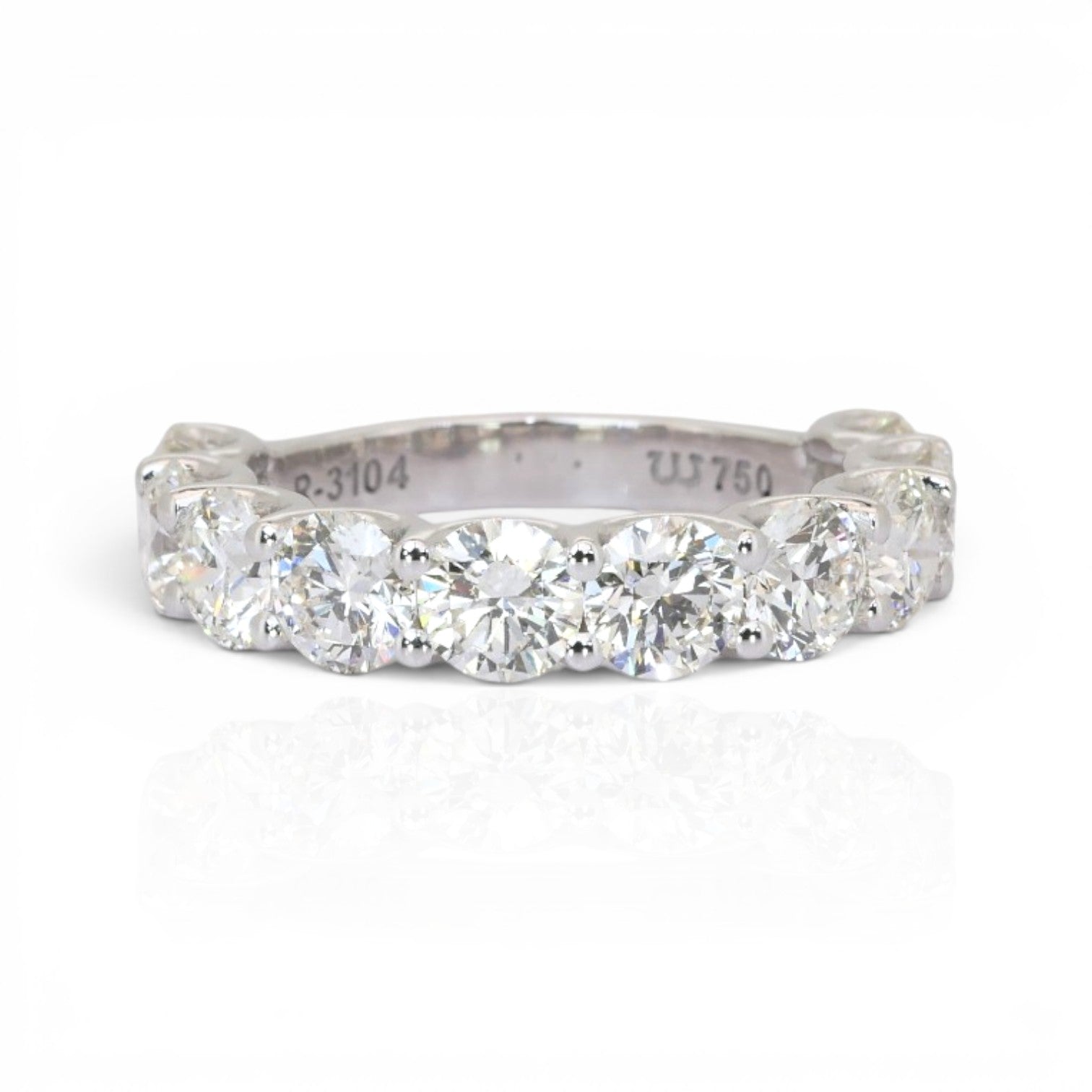 4.22 Carats IGI Certified Natural Diamonds 18k White Gold Half Eternity Ring