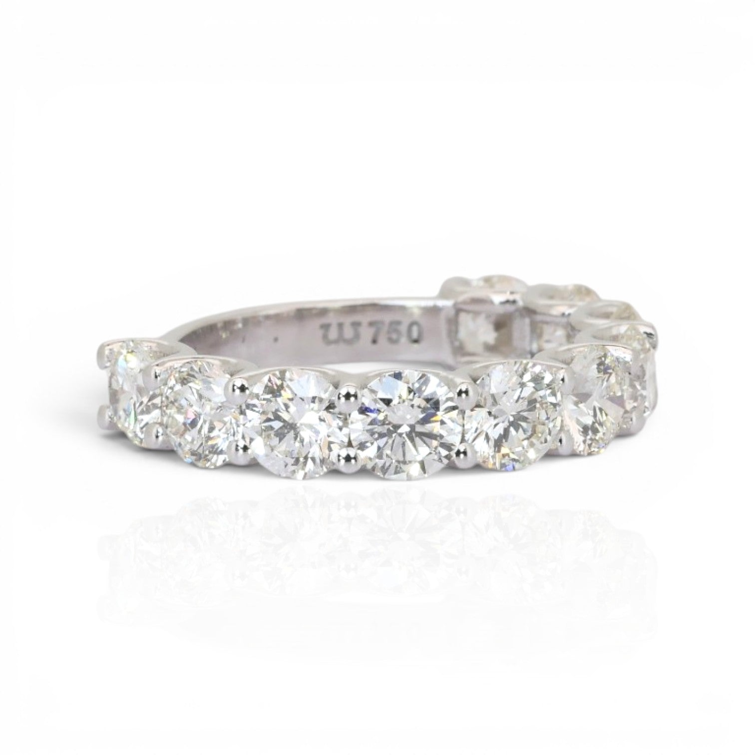 4.22 Carats IGI Certified Natural Diamonds 18k White Gold Half Eternity Ring