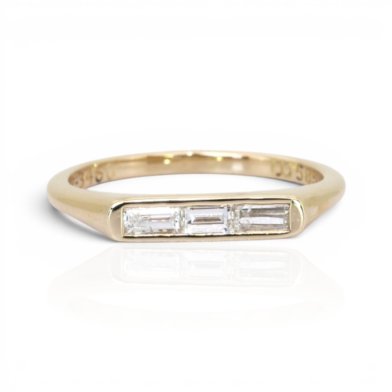 0.20 Carat IGI Certified Natural Diamonds 14k Yellow Gold 3-Stone Ring