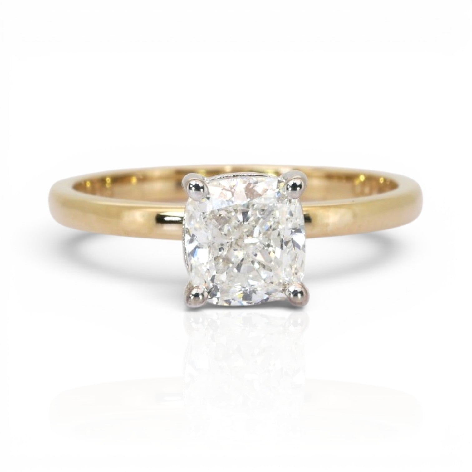 1.51 Carats IGI Certified Natural Diamond 18k Yellow & White Gold Ring