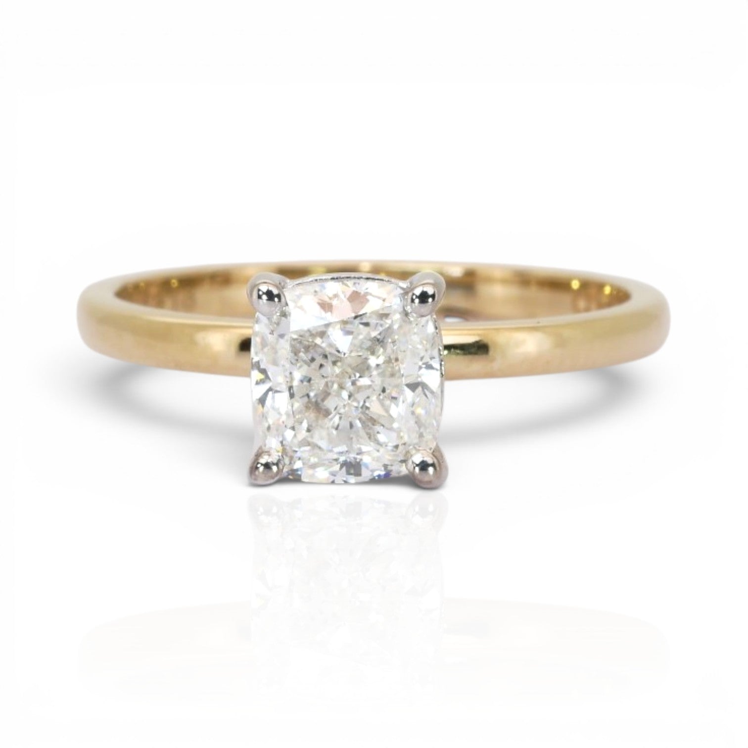 1.51 Carats IGI Certified Natural Diamond 18k Yellow & White Gold Ring