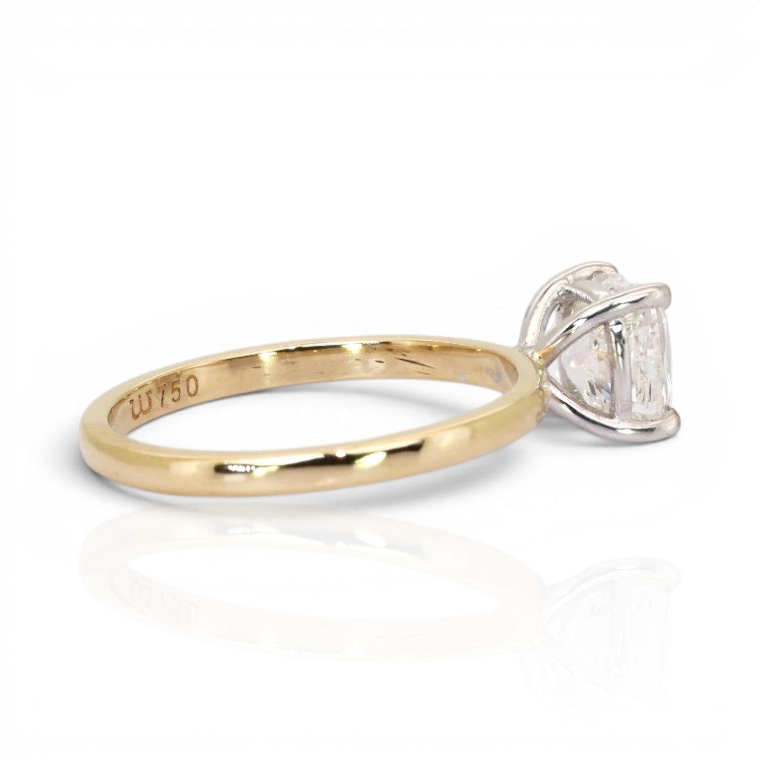 1.51 Carats IGI Certified Natural Diamond 18k Yellow & White Gold Ring