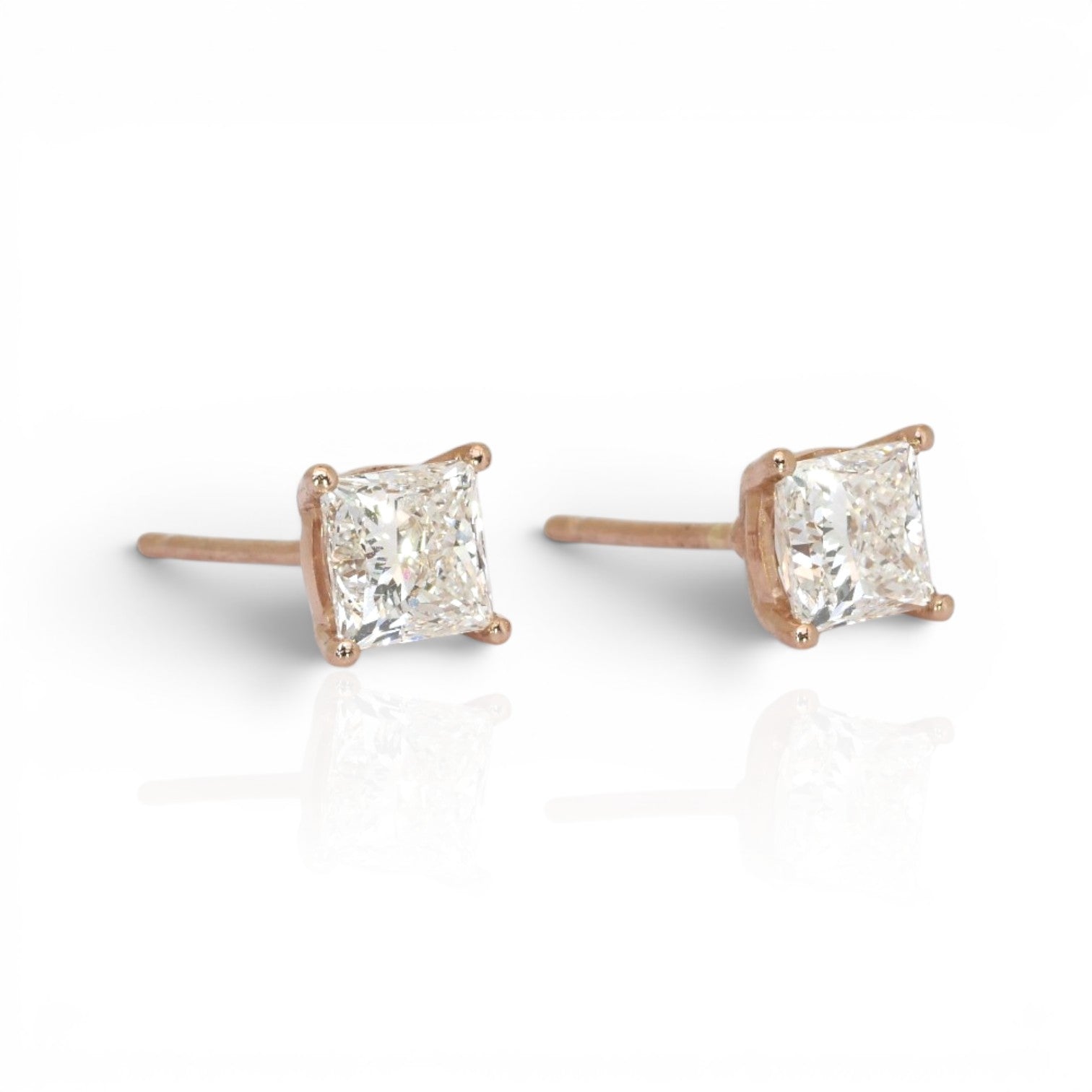 2.02 Carats IGI Certified Natural Diamond 18K Rose Gold Stud Earrings