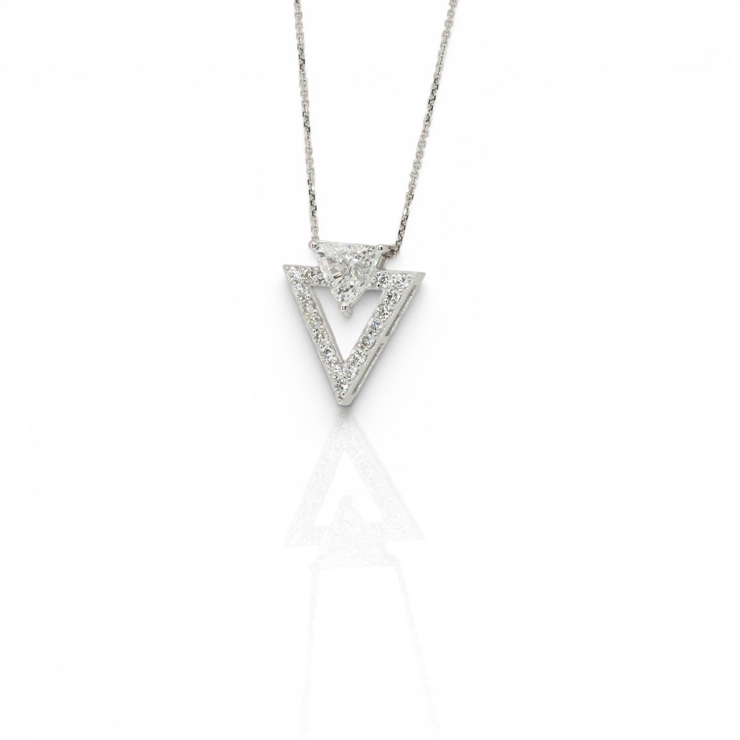 1.10 Carats IGI Certified Natural Diamonds 18k White Gold Necklace With Pendant