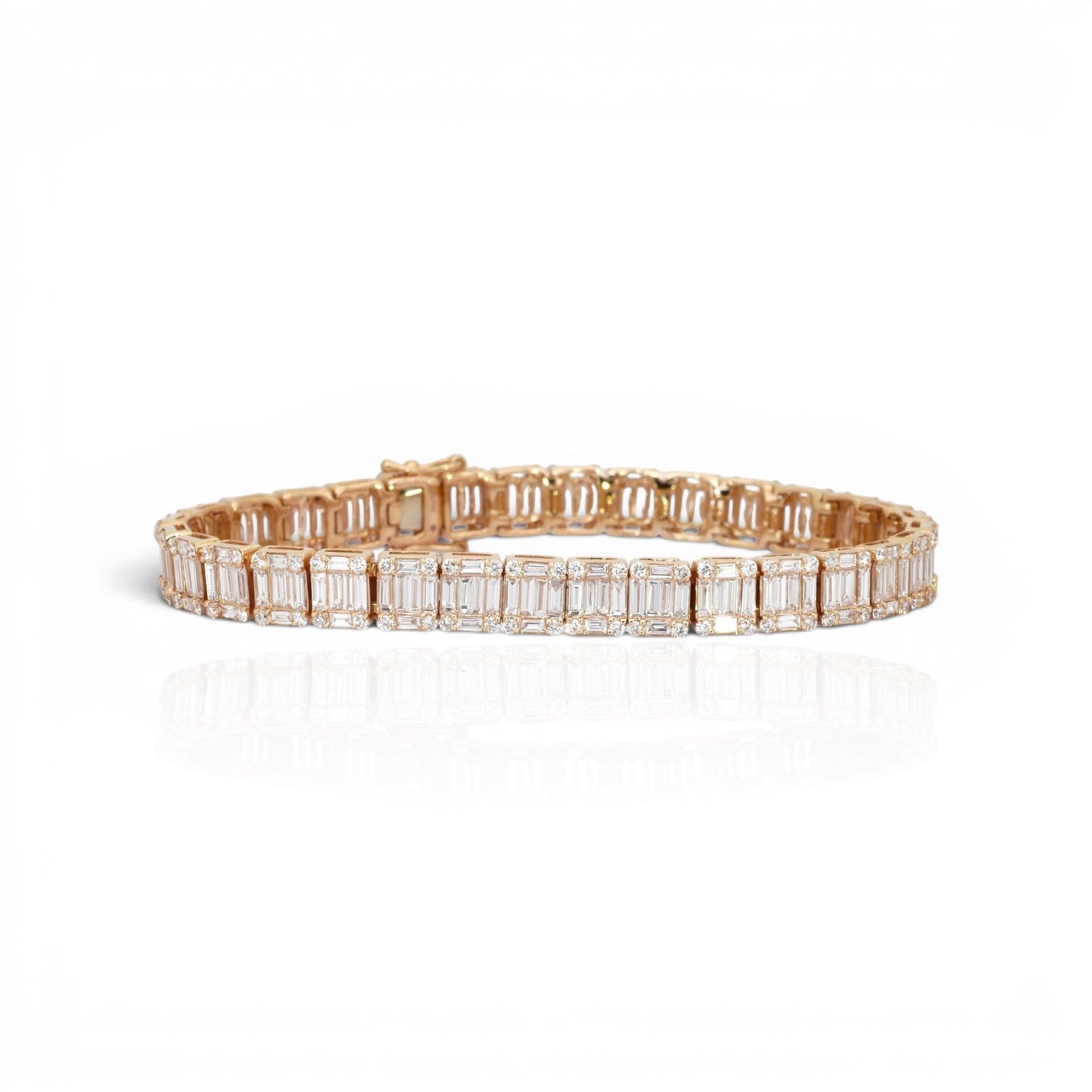 10.31 Carats IGI Certified Natural Diamonds 18k Rose Gold Bracelet