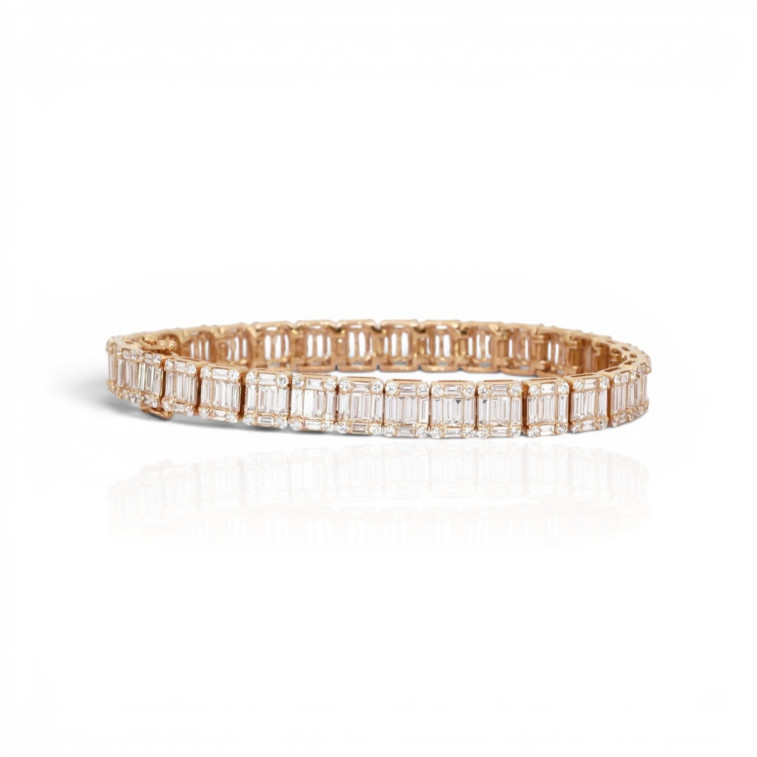 10.31 Carats IGI Certified Natural Diamonds 18k Rose Gold Bracelet