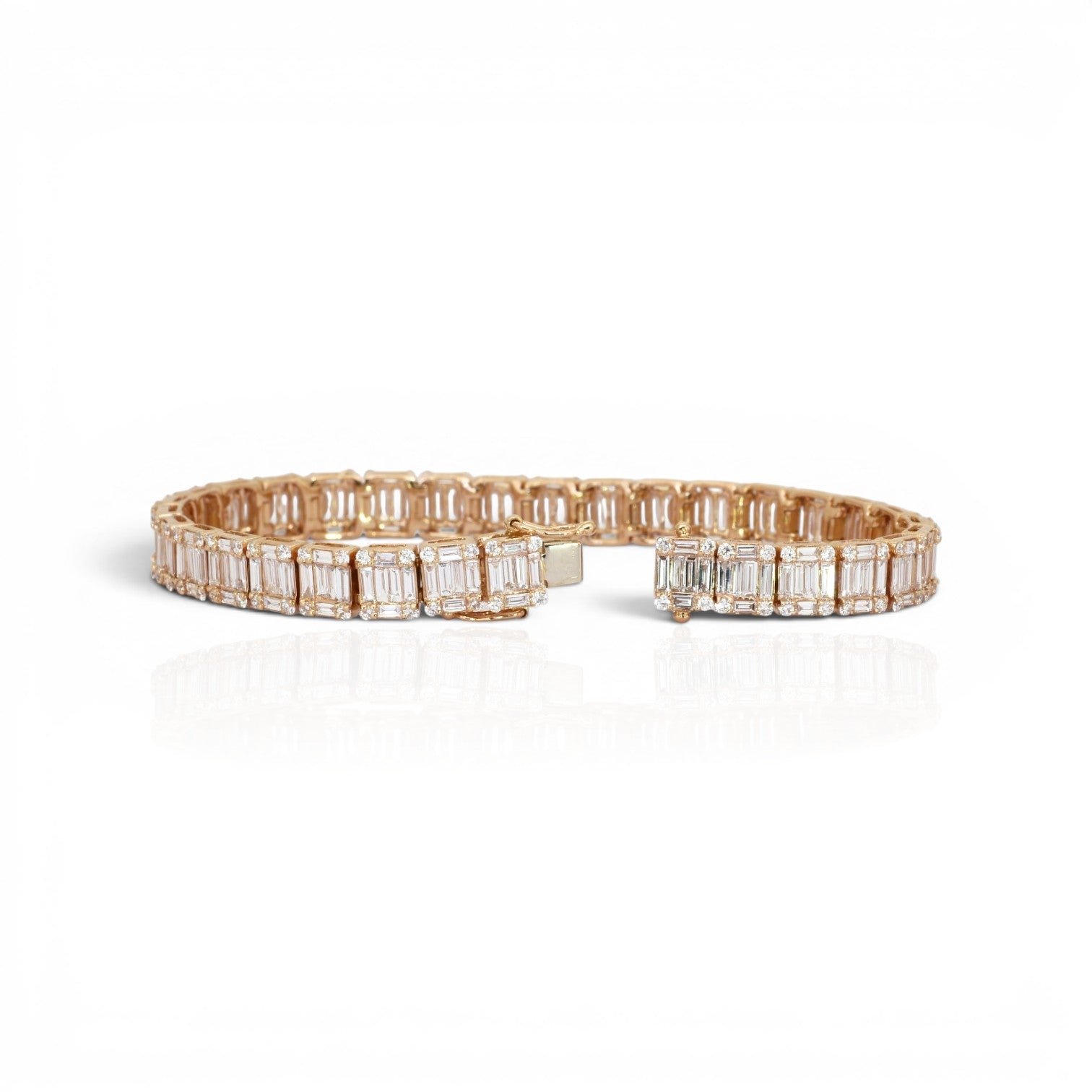 10.31 Carats IGI Certified Natural Diamonds 18k Rose Gold Bracelet