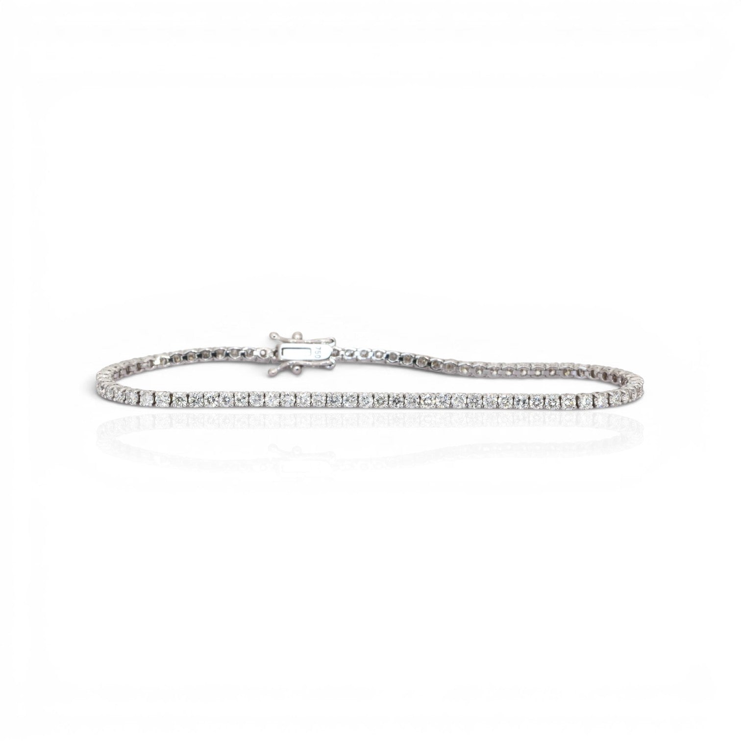 3.01 Carats IGI Certified Natural Diamonds 18k White Gold Tennis Bracelet