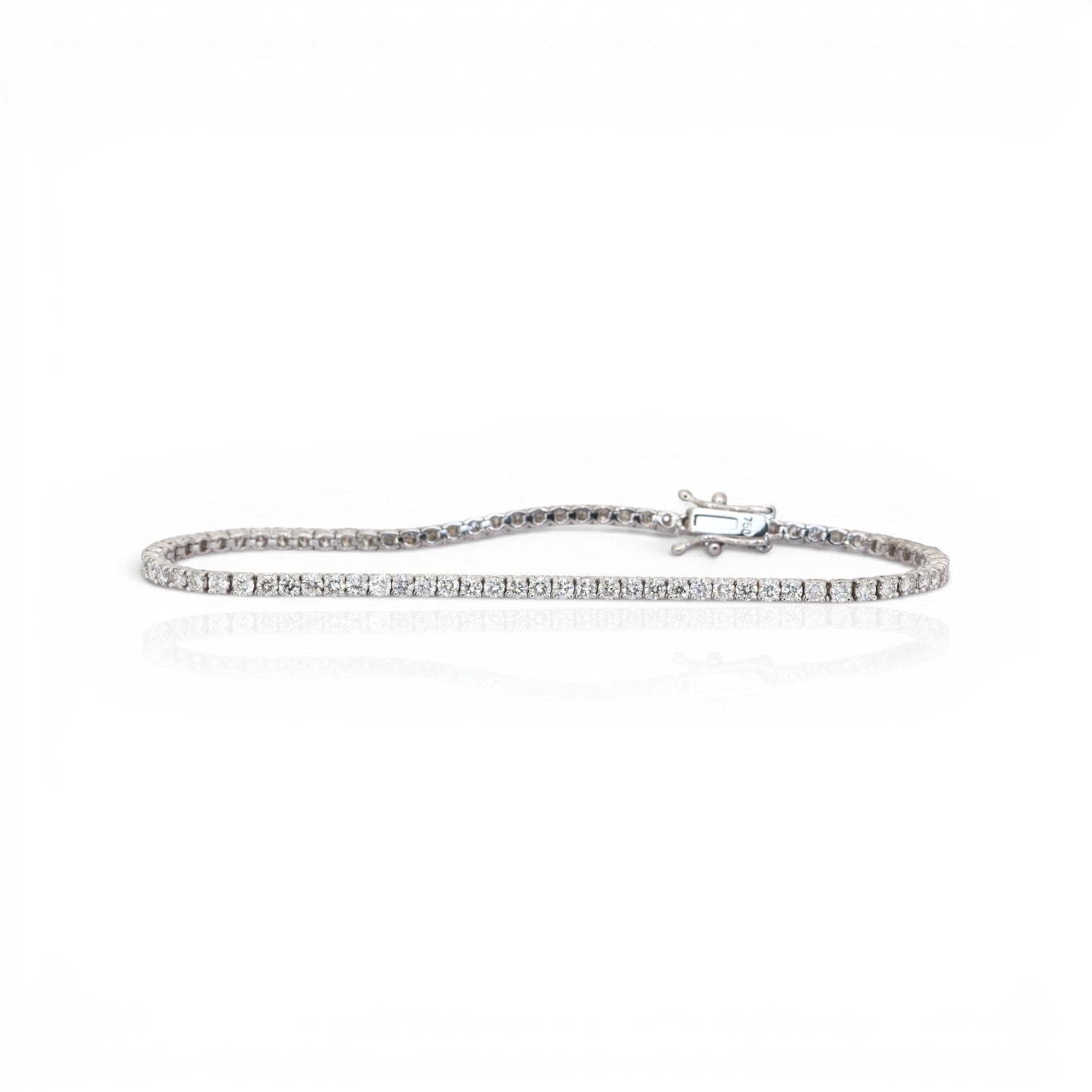 3.01 Carats IGI Certified Natural Diamonds 18k White Gold Tennis Bracelet
