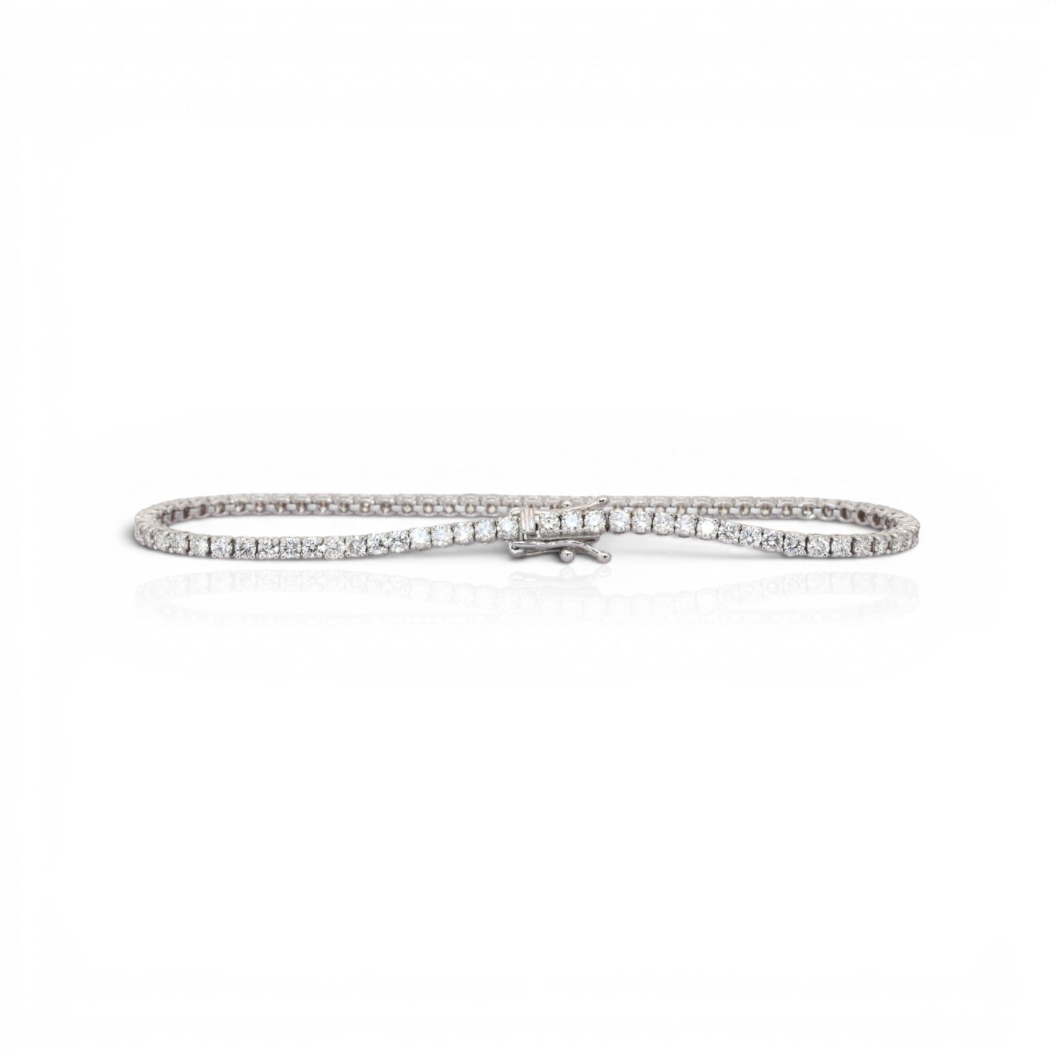 3.01 Carats IGI Certified Natural Diamonds 18k White Gold Tennis Bracelet