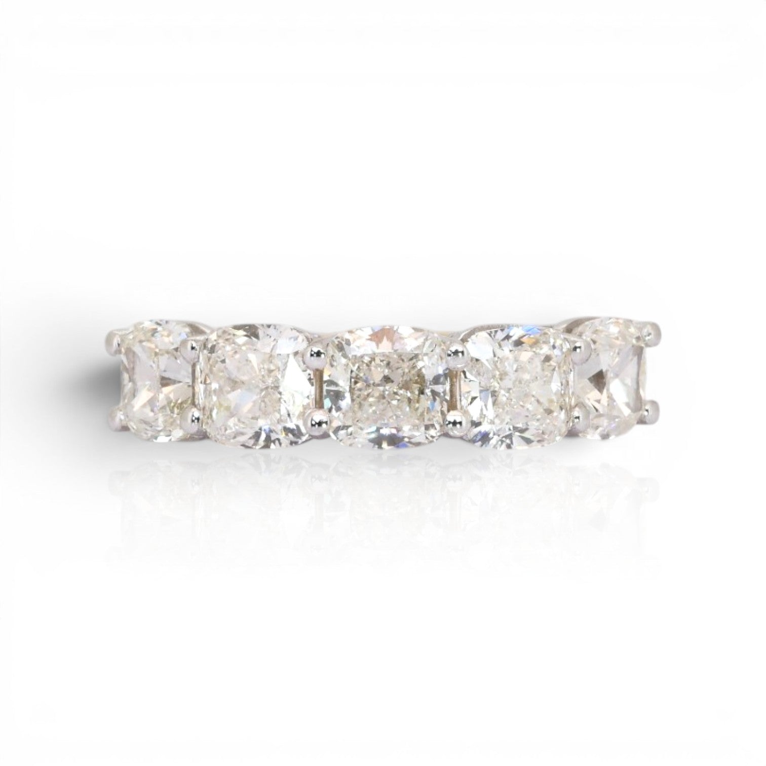 5.03 Carats IGI Certified Natural Diamonds 18k Yellow And White Gold 5-Stone Ring
