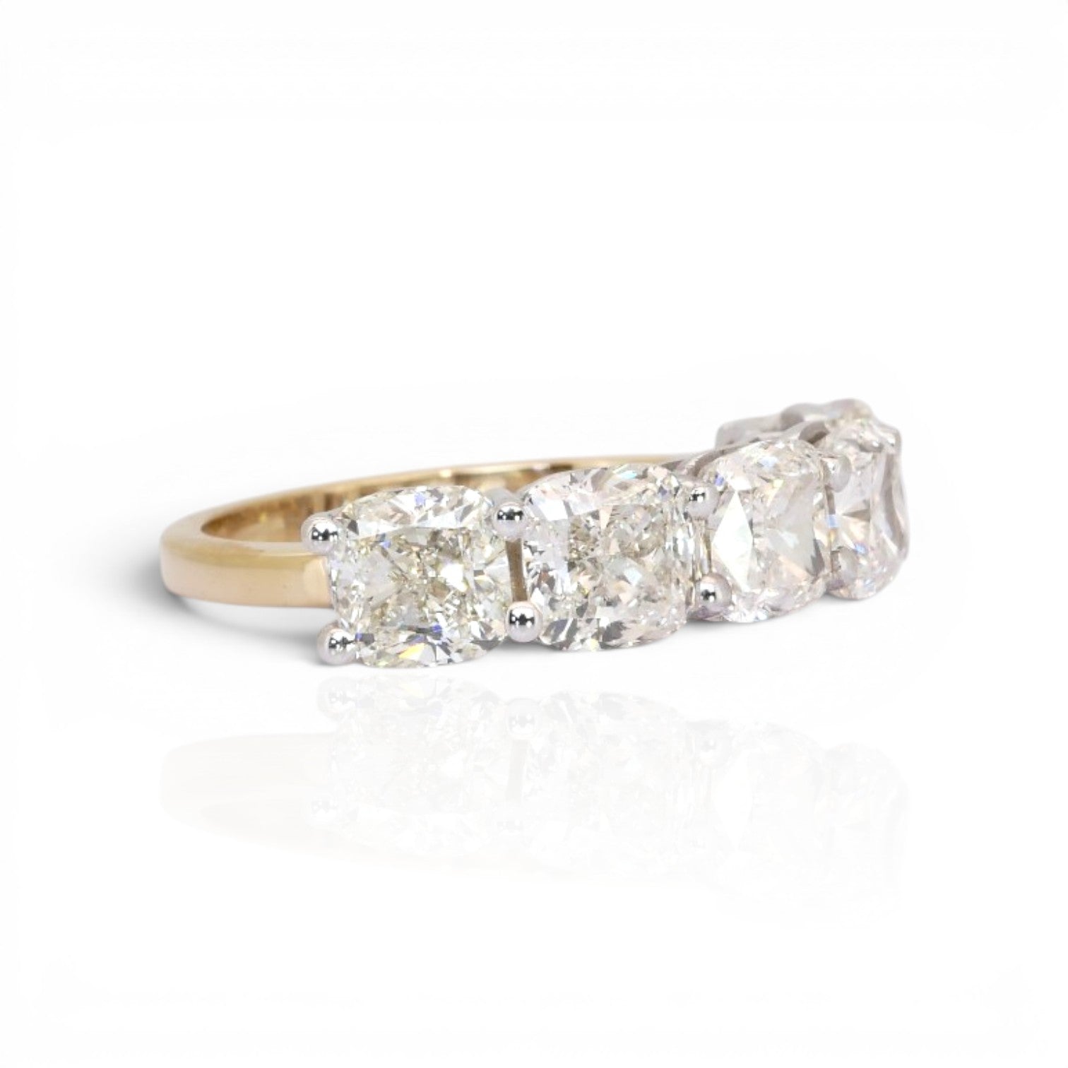 5.03 Carats IGI Certified Natural Diamonds 18k Yellow And White Gold 5-Stone Ring