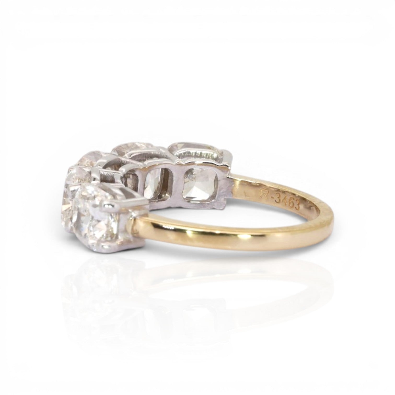 5.03 Carats IGI Certified Natural Diamonds 18k Yellow And White Gold 5-Stone Ring