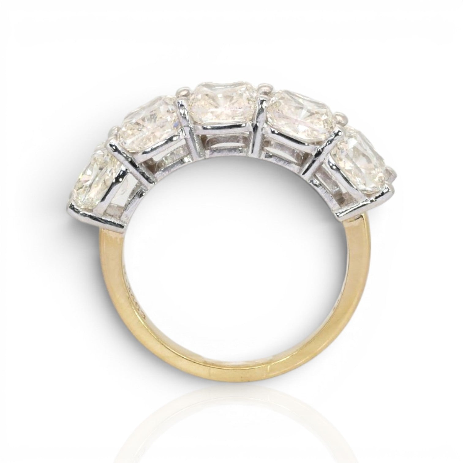 5.03 Carats IGI Certified Natural Diamonds 18k Yellow And White Gold 5-Stone Ring