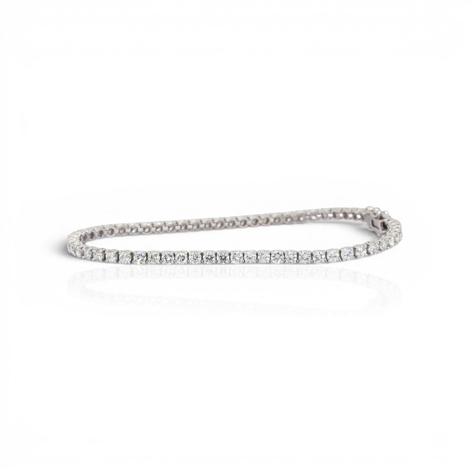 4.01 Carats IGI Certified Natural Diamonds 18k White Gold Tennis Bracelet