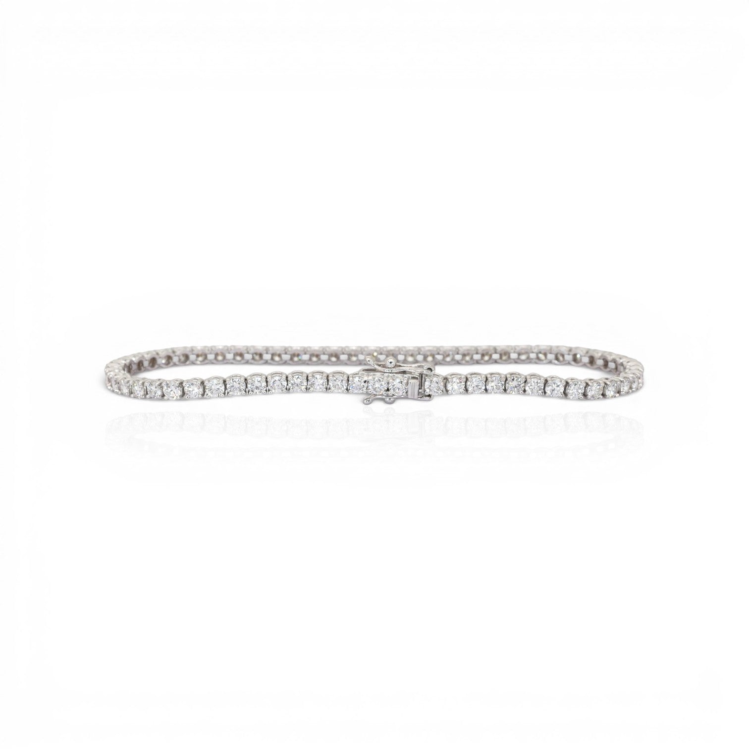 4.01 Carats IGI Certified Natural Diamonds 18k White Gold Tennis Bracelet