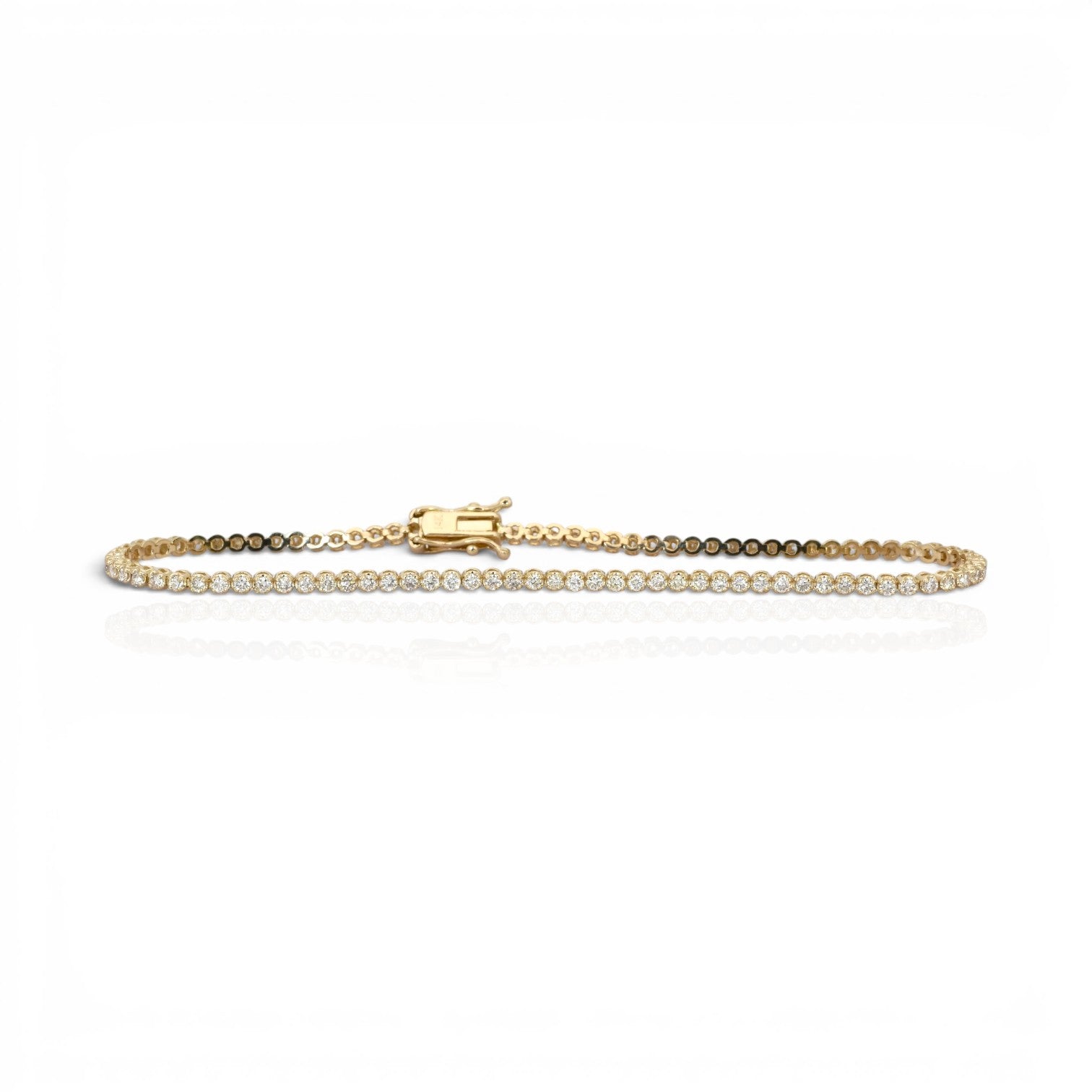 1.25 Carats IGI Certified Natural Diamonds 14k Yellow Gold Tennis Bracelet