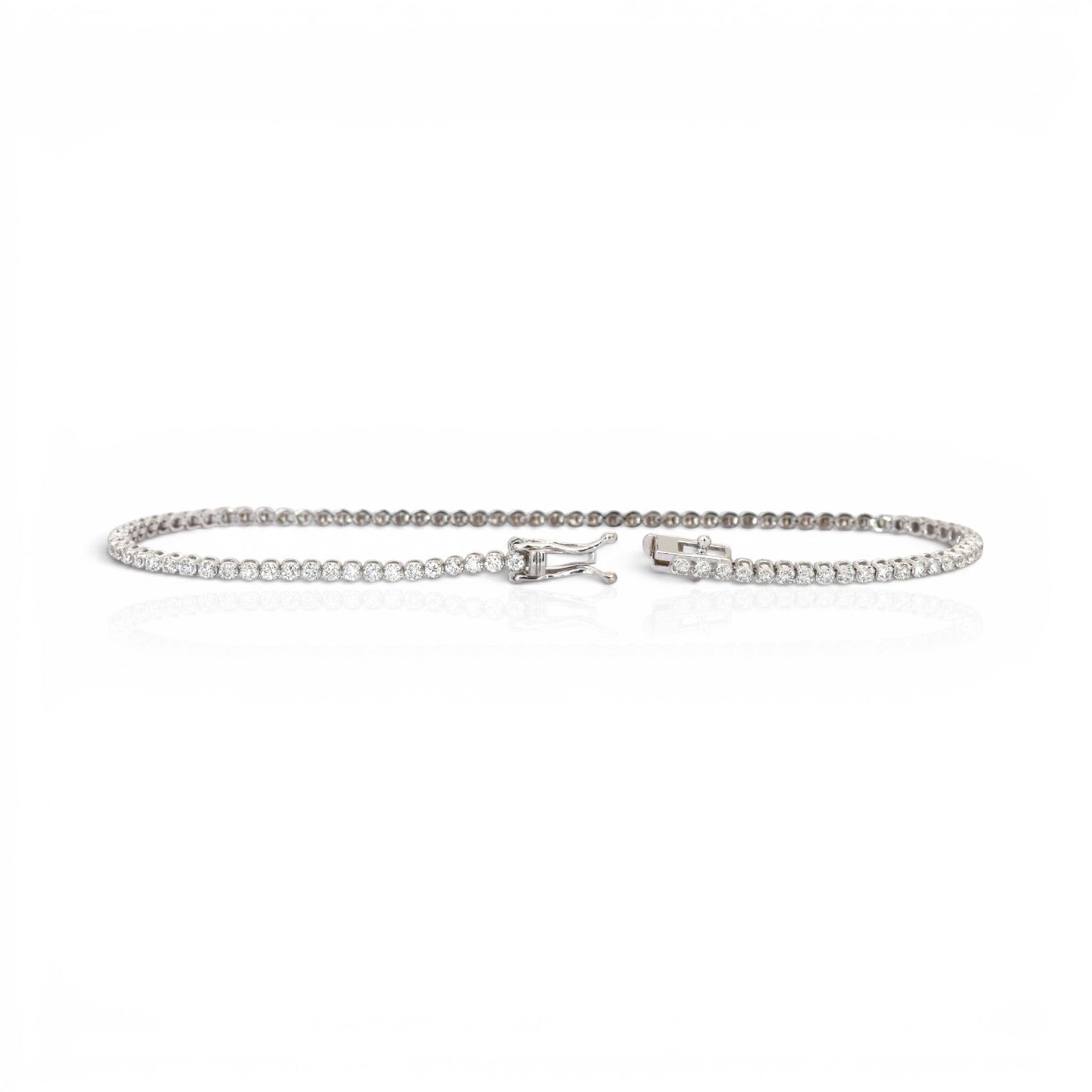 1.20 Carats IGI Certified Natural Diamonds 18k White Gold Tennis Bracelet