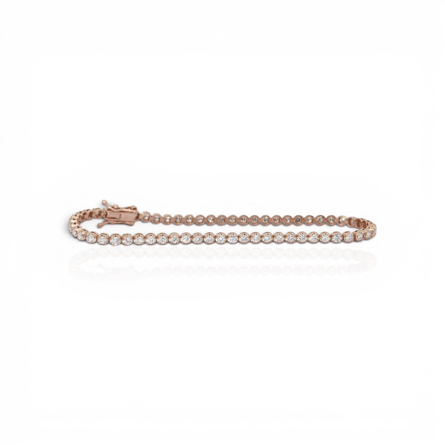 2.20 Carats IGI Certified Natural Diamonds 14k Rose Gold Tennis Bracelet
