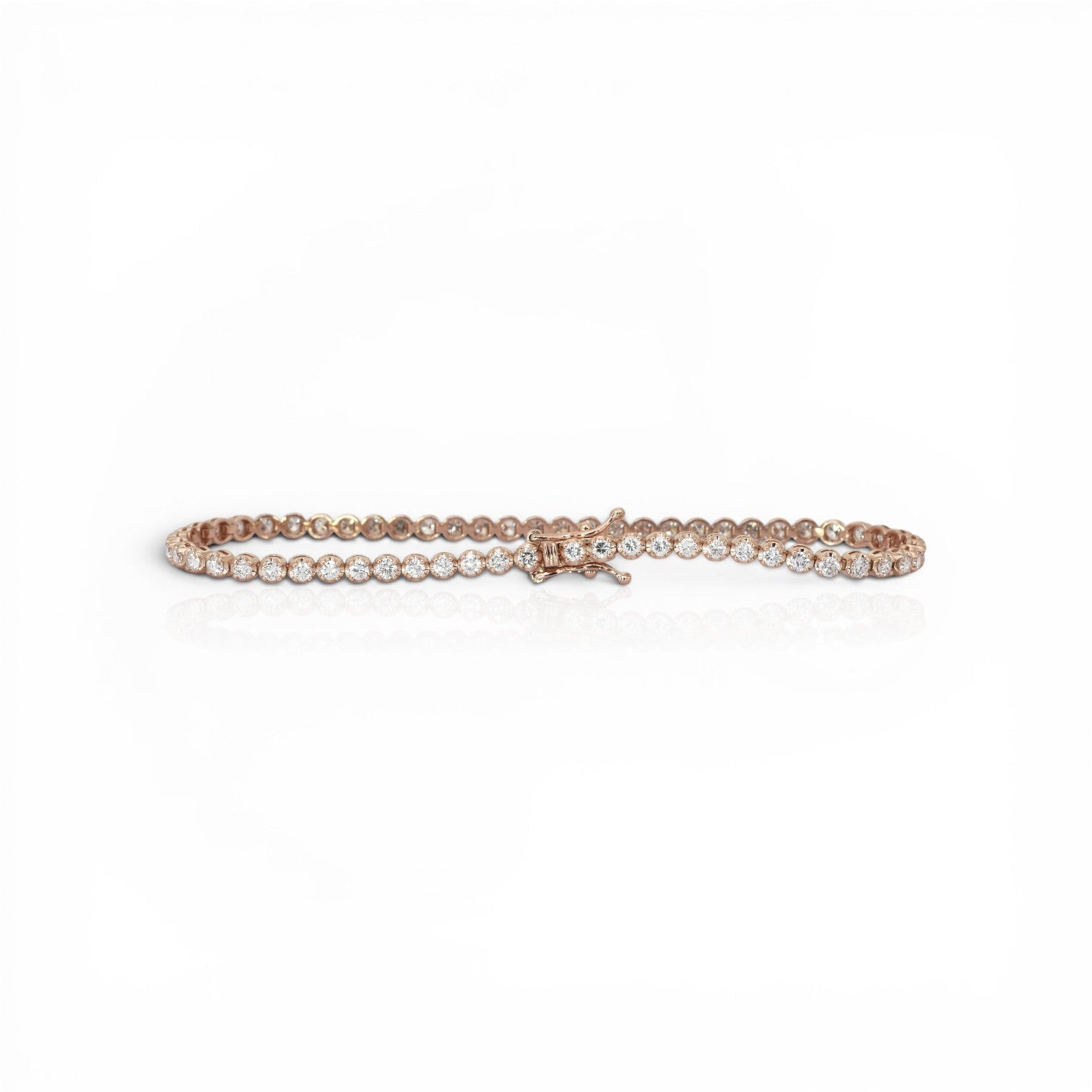 2.20 Carats IGI Certified Natural Diamonds 14k Rose Gold Tennis Bracelet