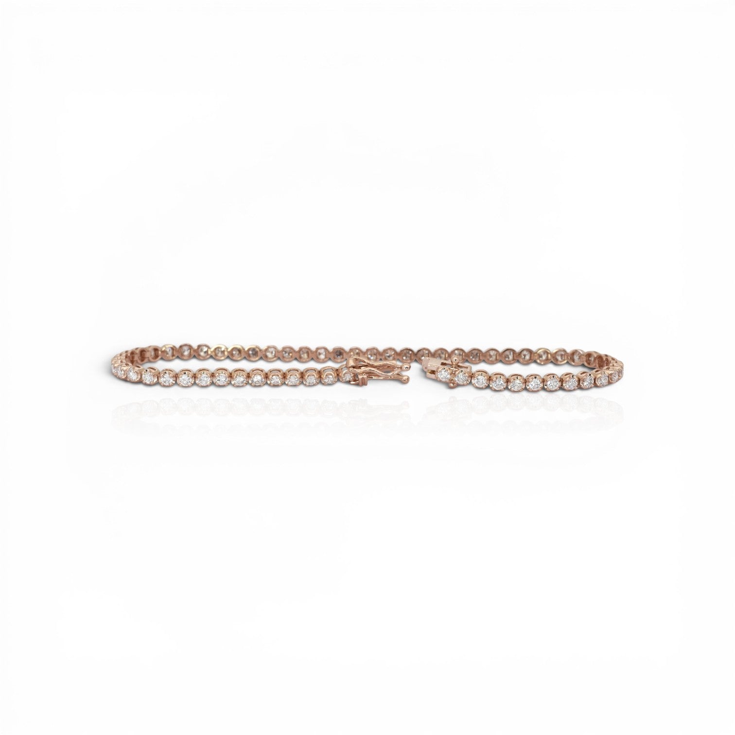 2.20 Carats IGI Certified Natural Diamonds 14k Rose Gold Tennis Bracelet